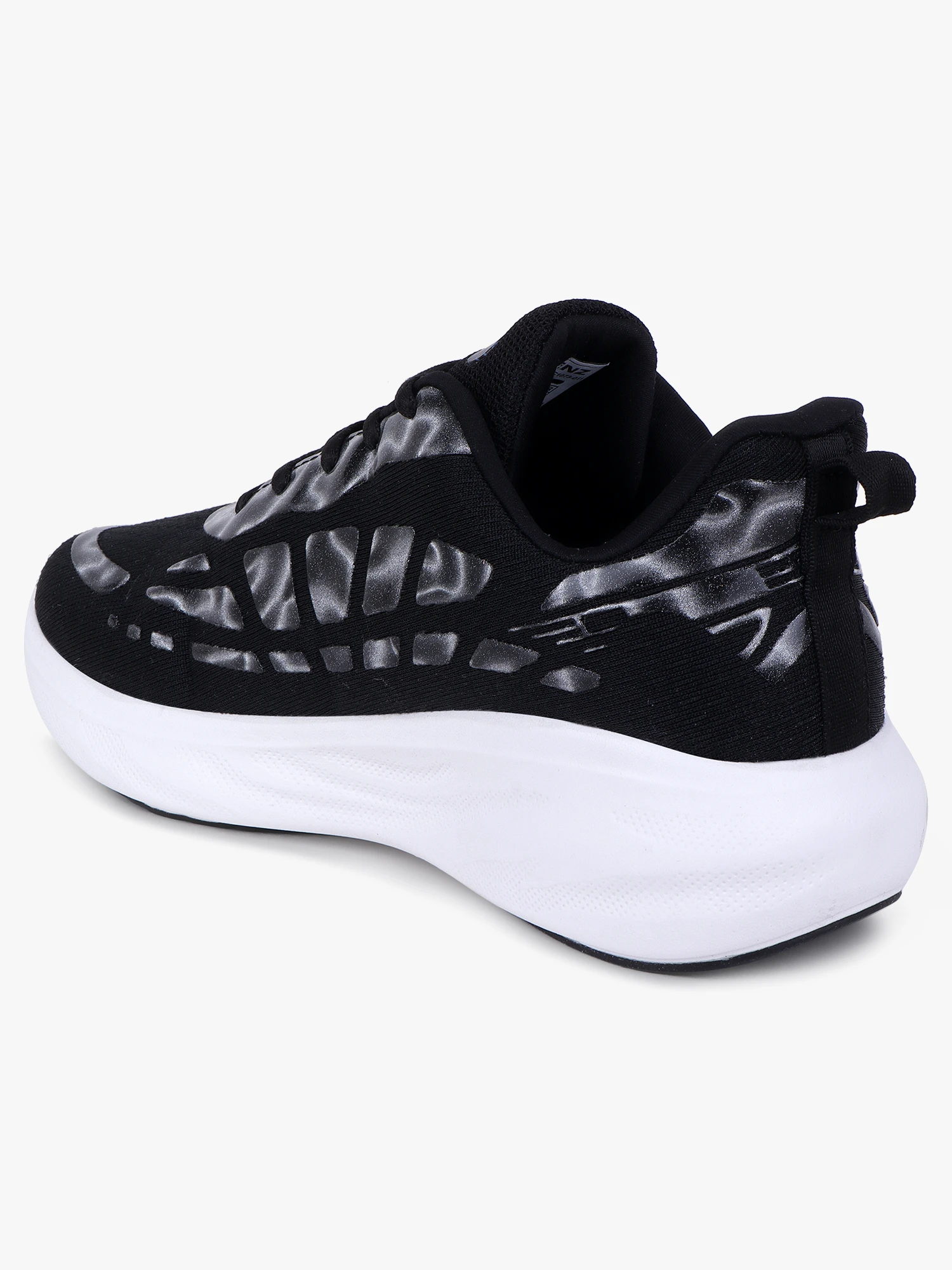 Men's Black Silver Lace-Up Sports Shoes