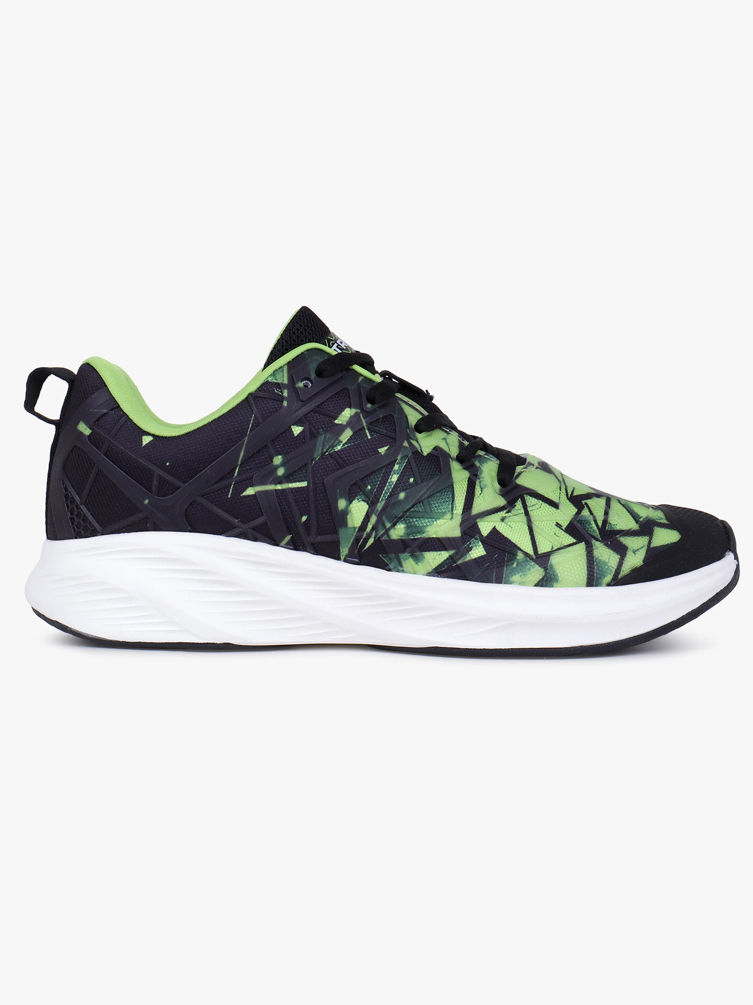 Shivnaresh Men's Neon Green Black Lace-Up Running Shoes