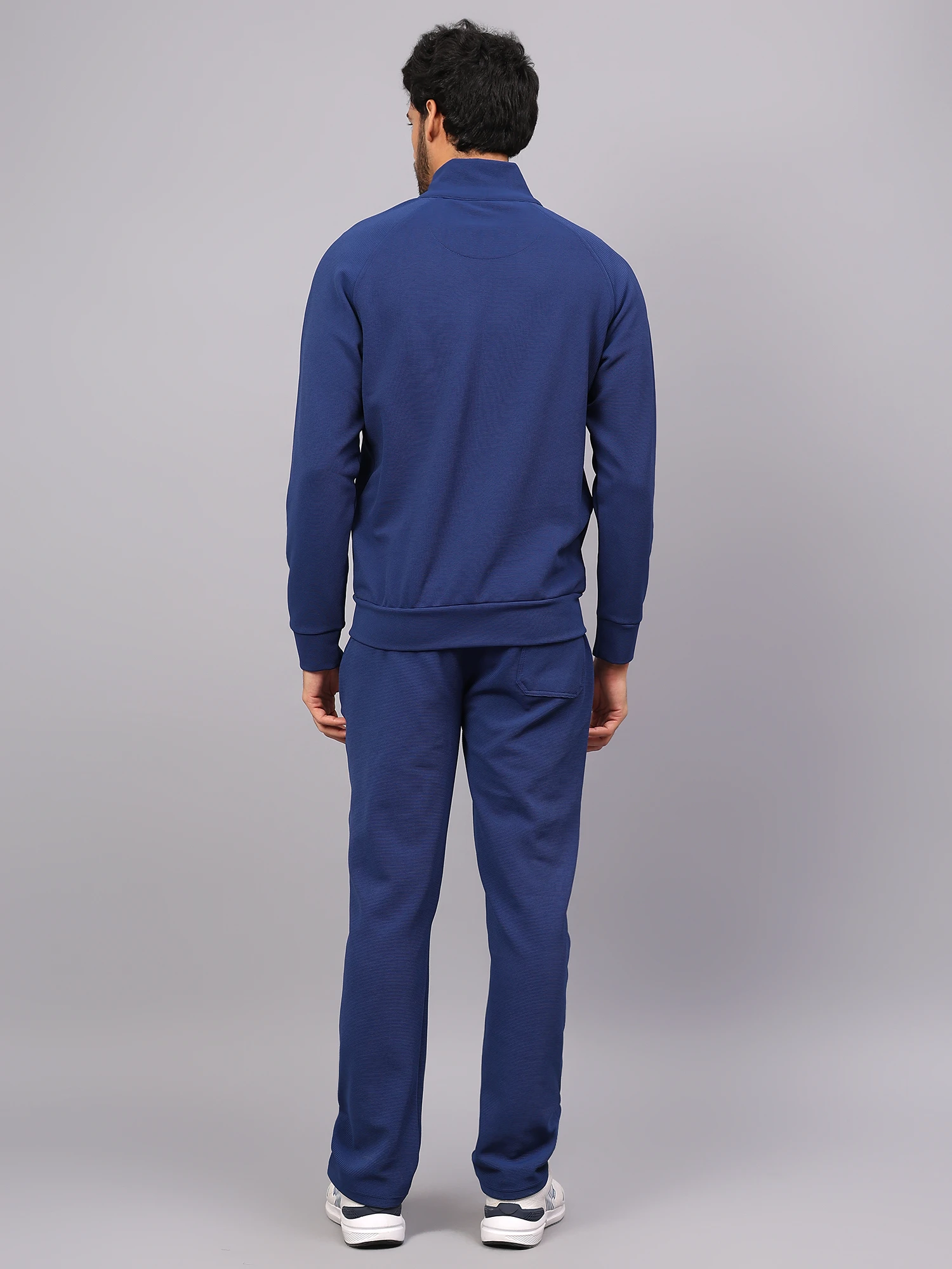 Shiv Naresh Navy Blue Ottoman Tracksuit for Men