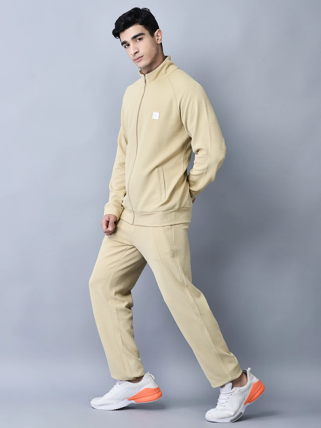 Shiv Naresh Khaki Ottoman Tracksuit for Men
