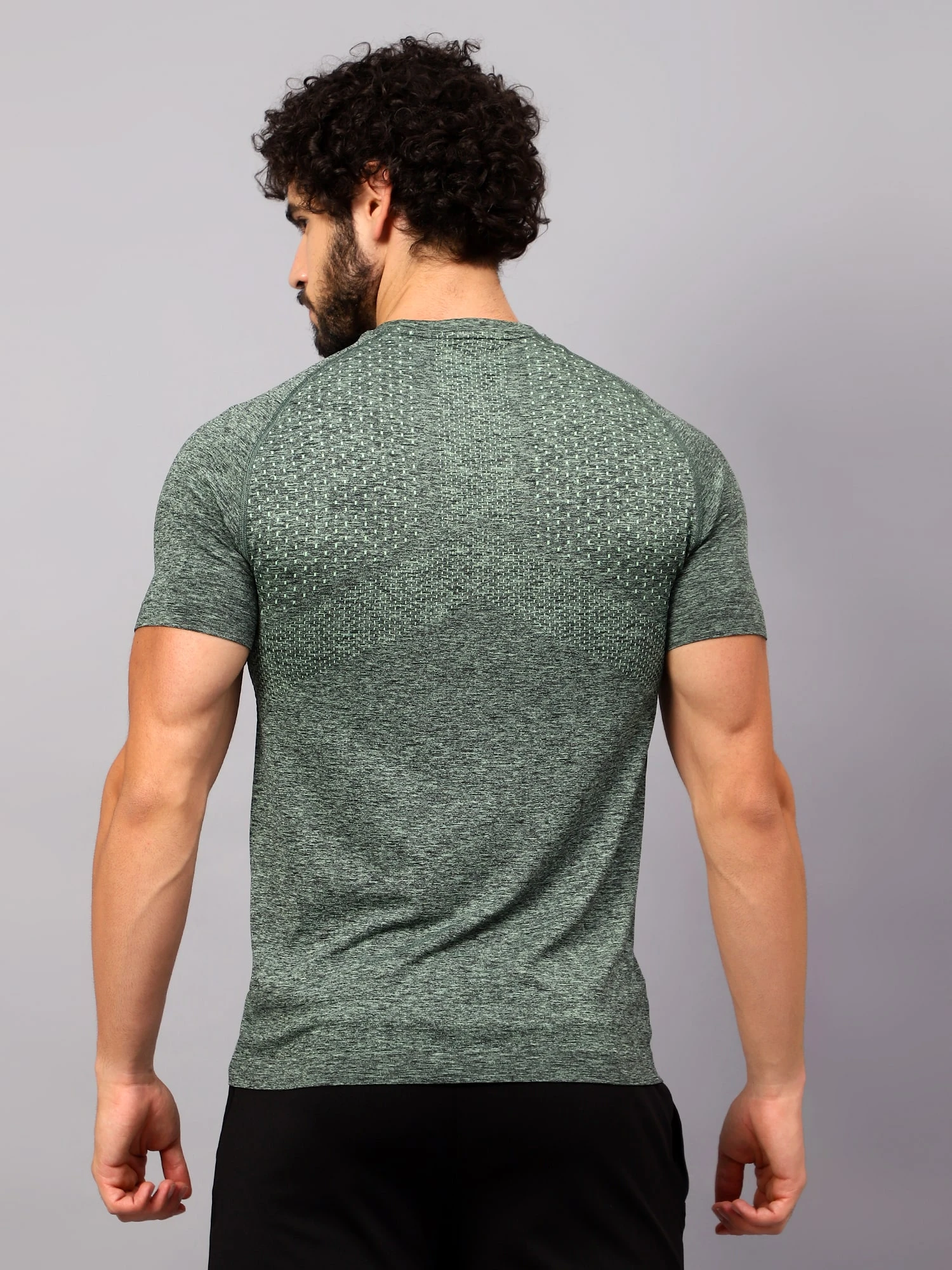 Seamless dusky green t shirt for men by Shiv Naresh
