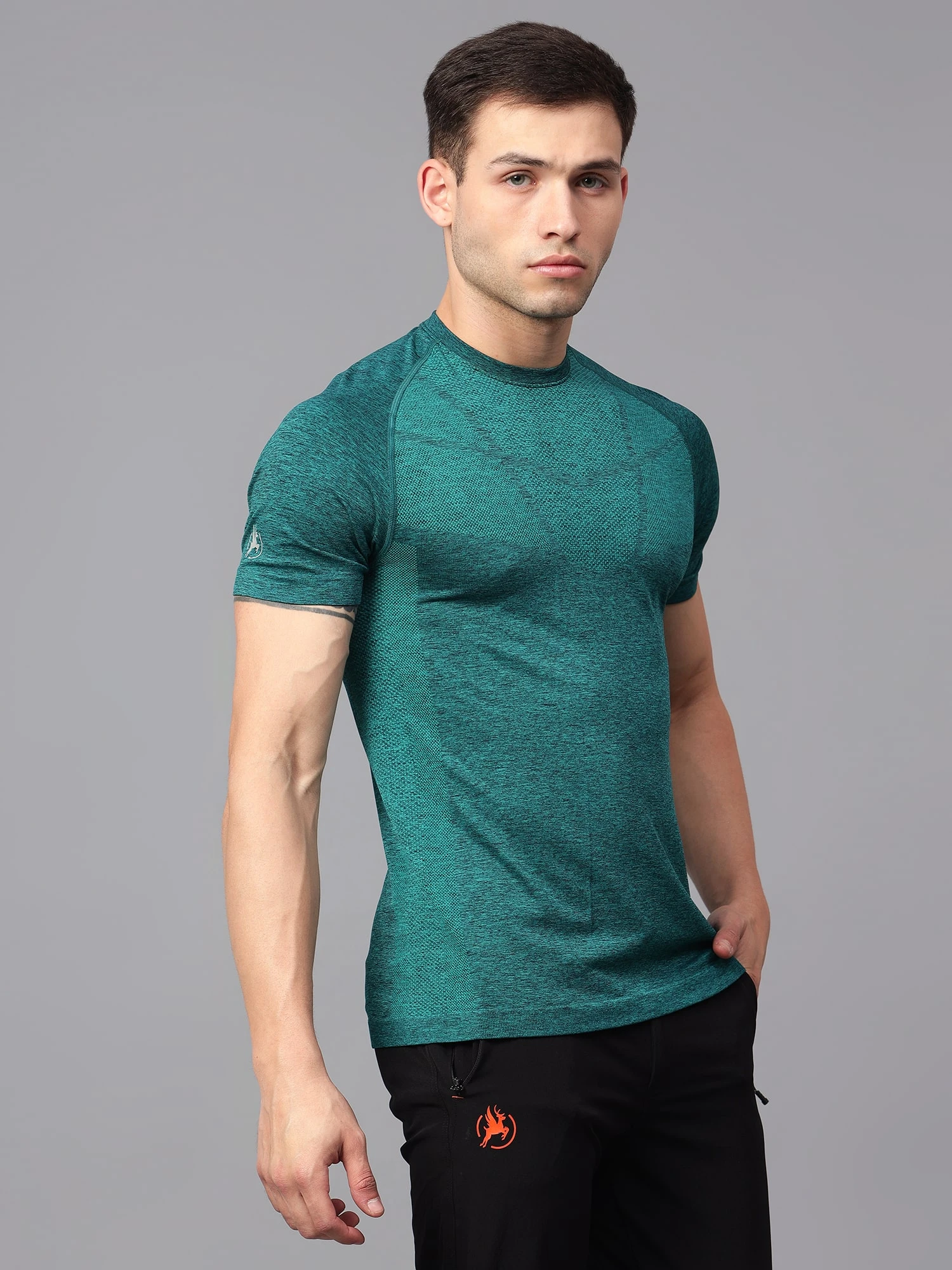 Teal stealthfit seamless gym t-shirt for men
