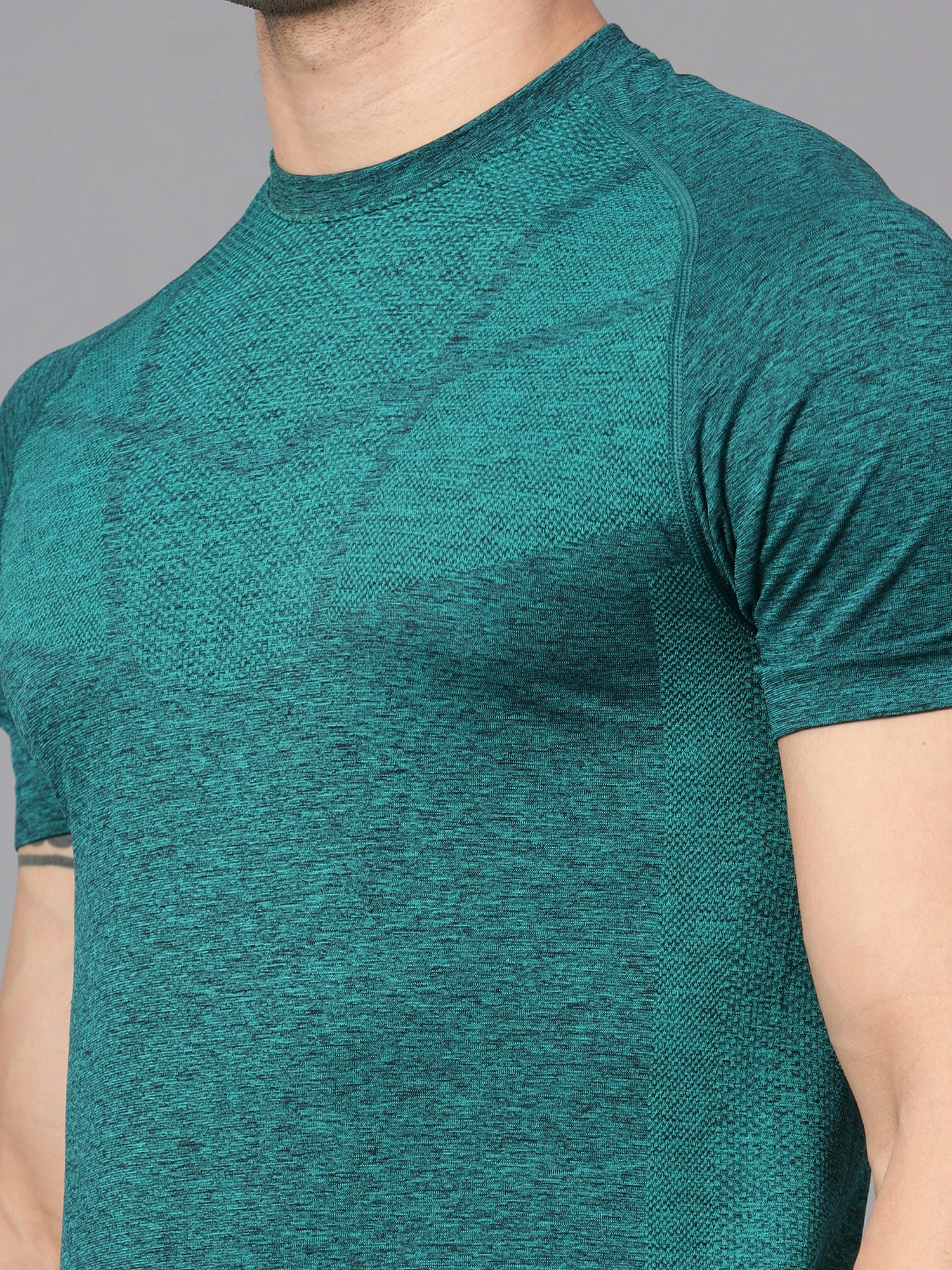 Teal stealthfit seamless gym t-shirt for men