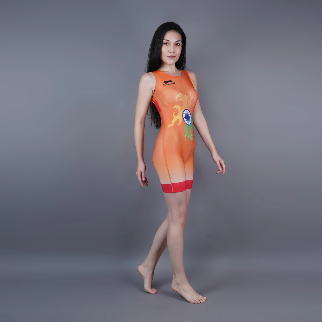 Orange women's wrestling singlet uniform Shiv Naresh