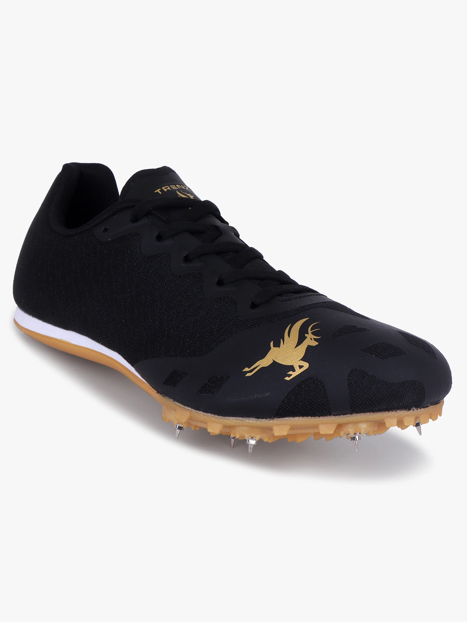 Shiv Naresh Trenz Men’s Black Golden Running Spike Shoes