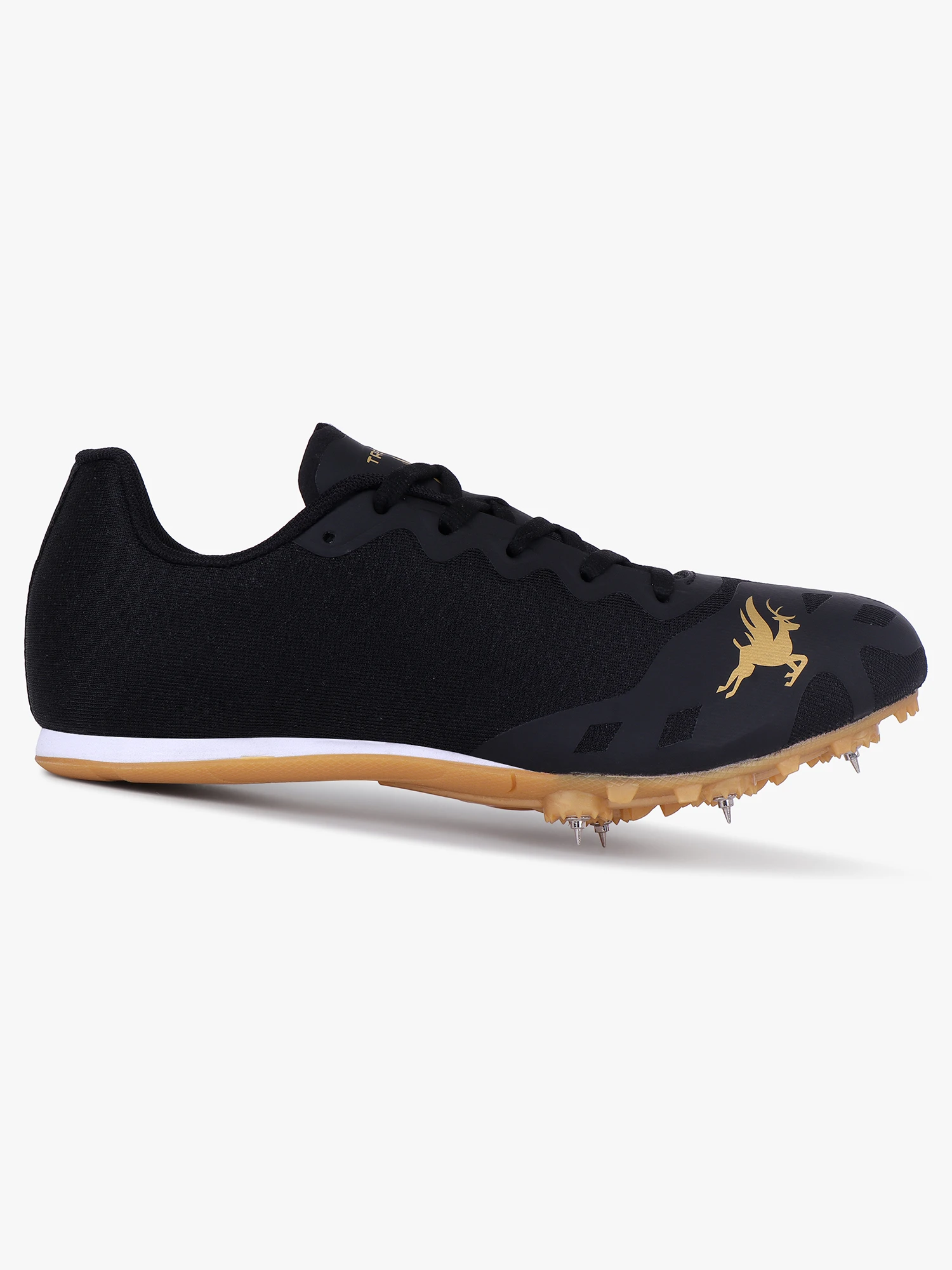 Shiv Naresh Trenz Men’s Black Golden Running Spike Shoes