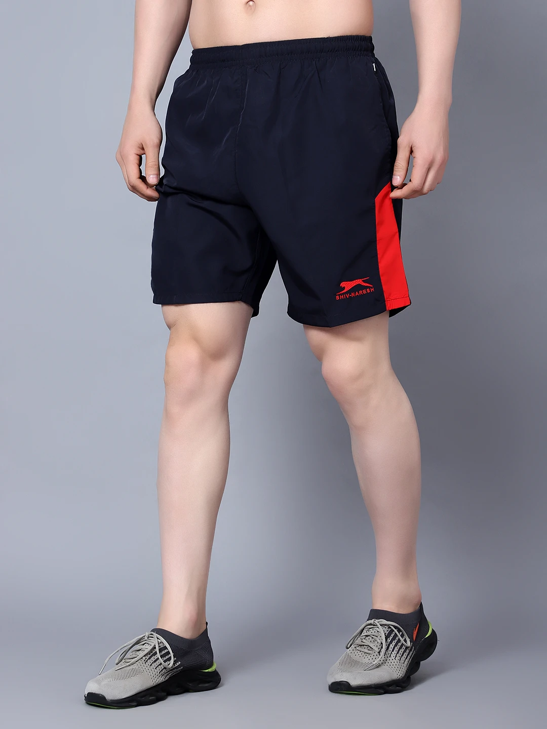 Navy Blue Red Shiv Naresh Running Shorts for men