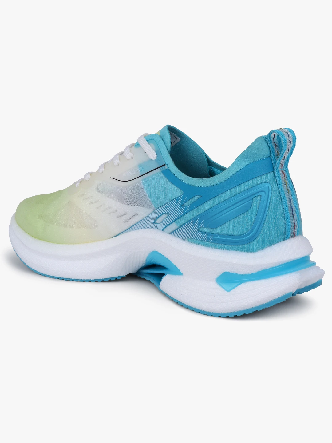 Yellow and Sky Blue Lace-Up Sports Shoes for Men