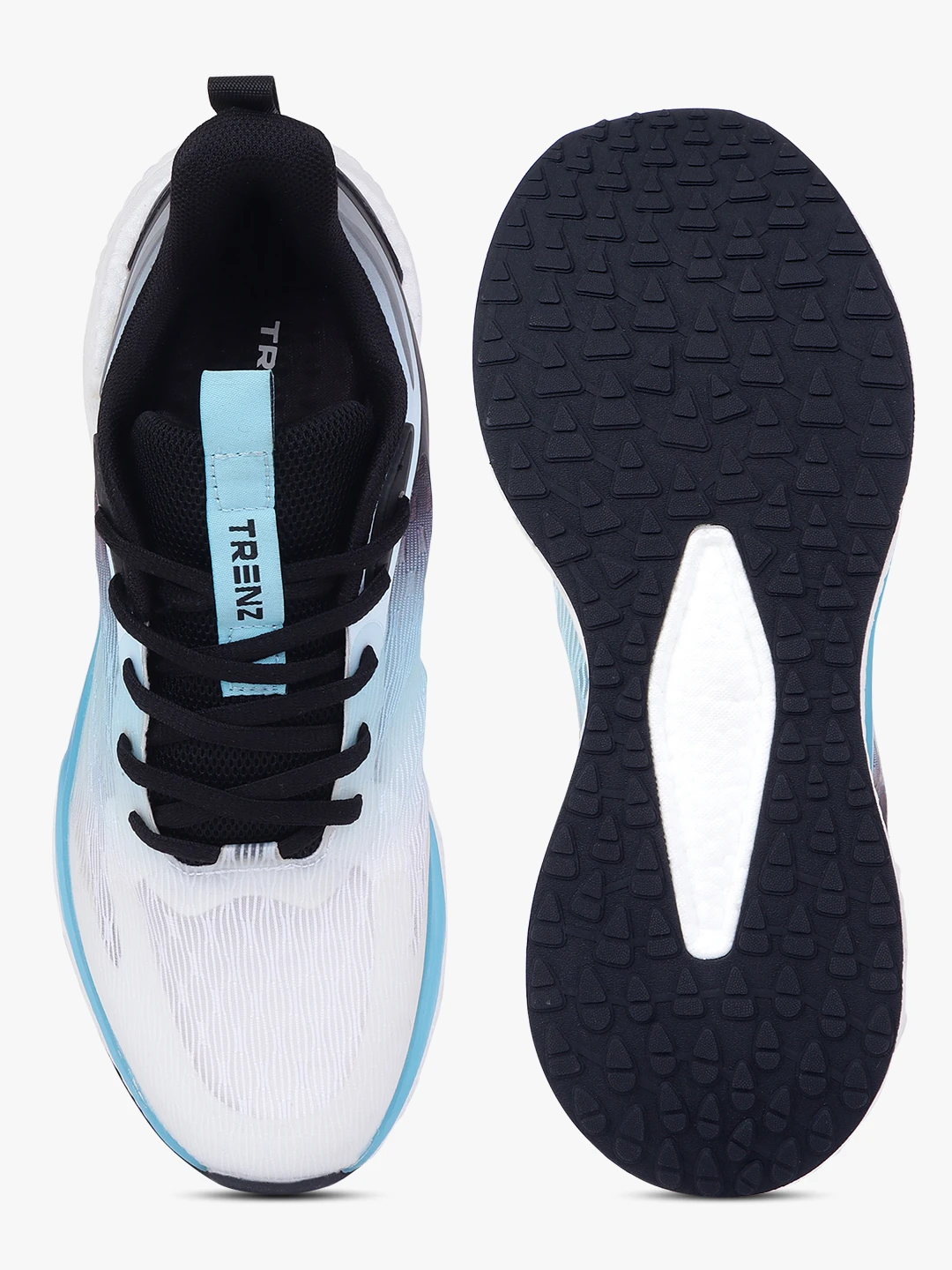 Men’s black and sky blue lace-up sports shoes