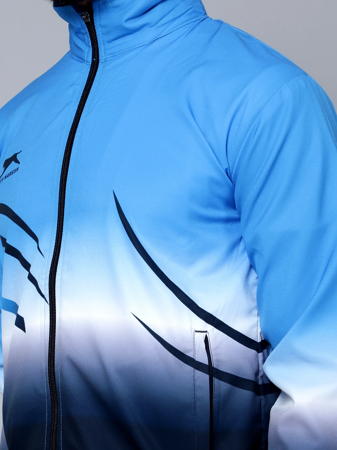 Shiv Naresh Navy Blue & Cyan Sublimated Fit Brust Tracksuit