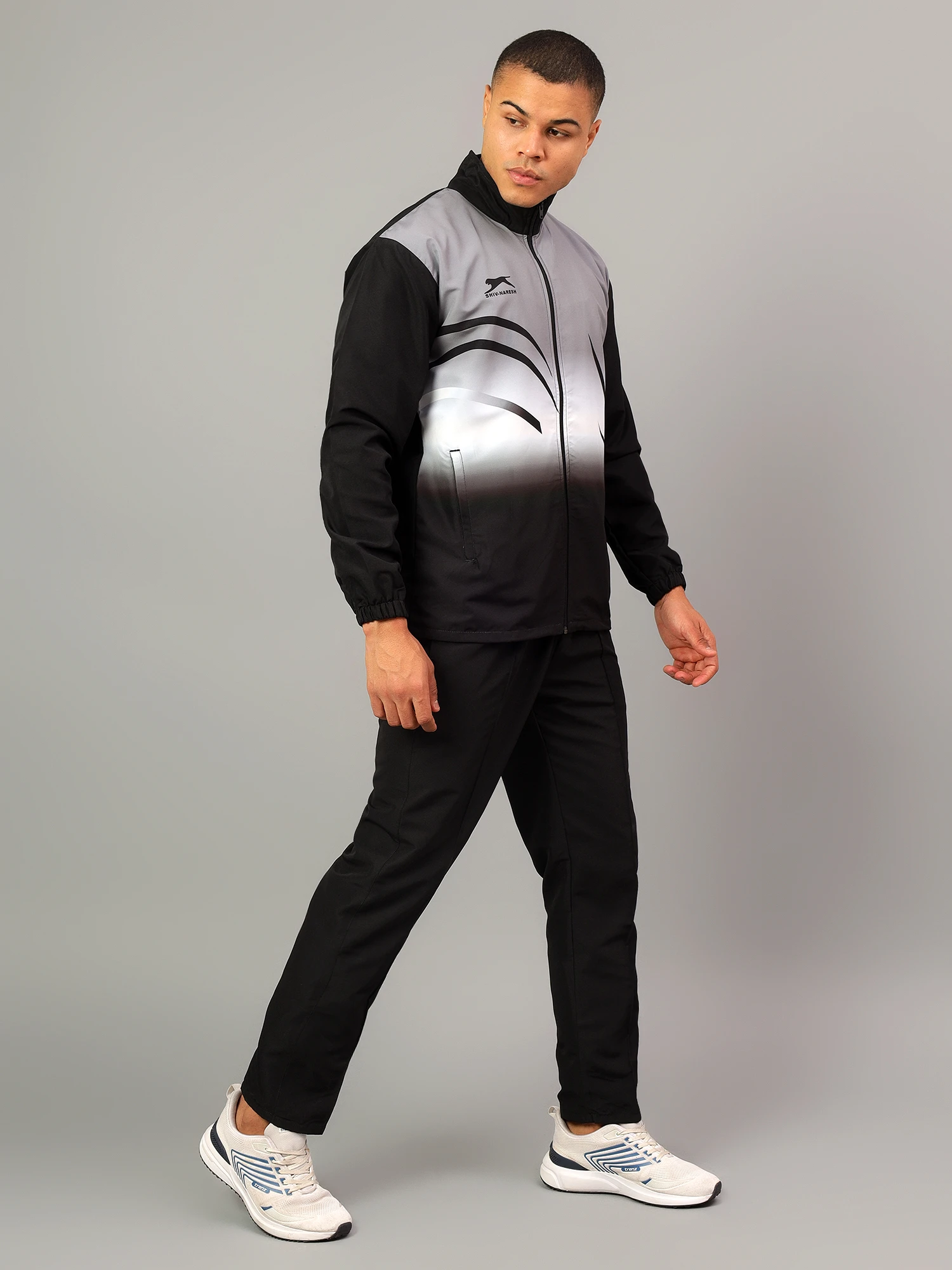 Shiv Naresh Black & Dark Grey Sublimated Fit Brust Tracksuit