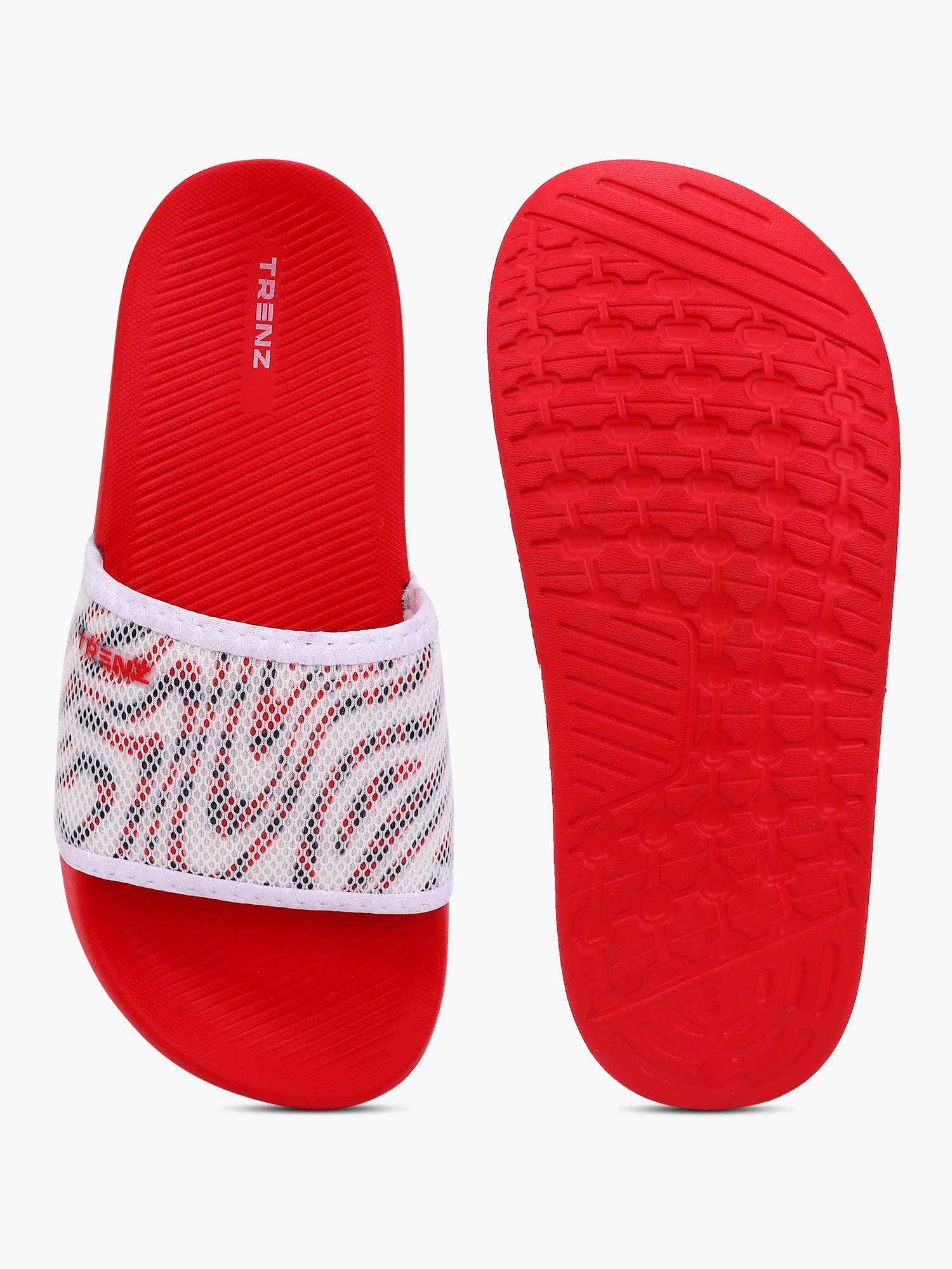 Red and White Slip-On Slider slipper for Women