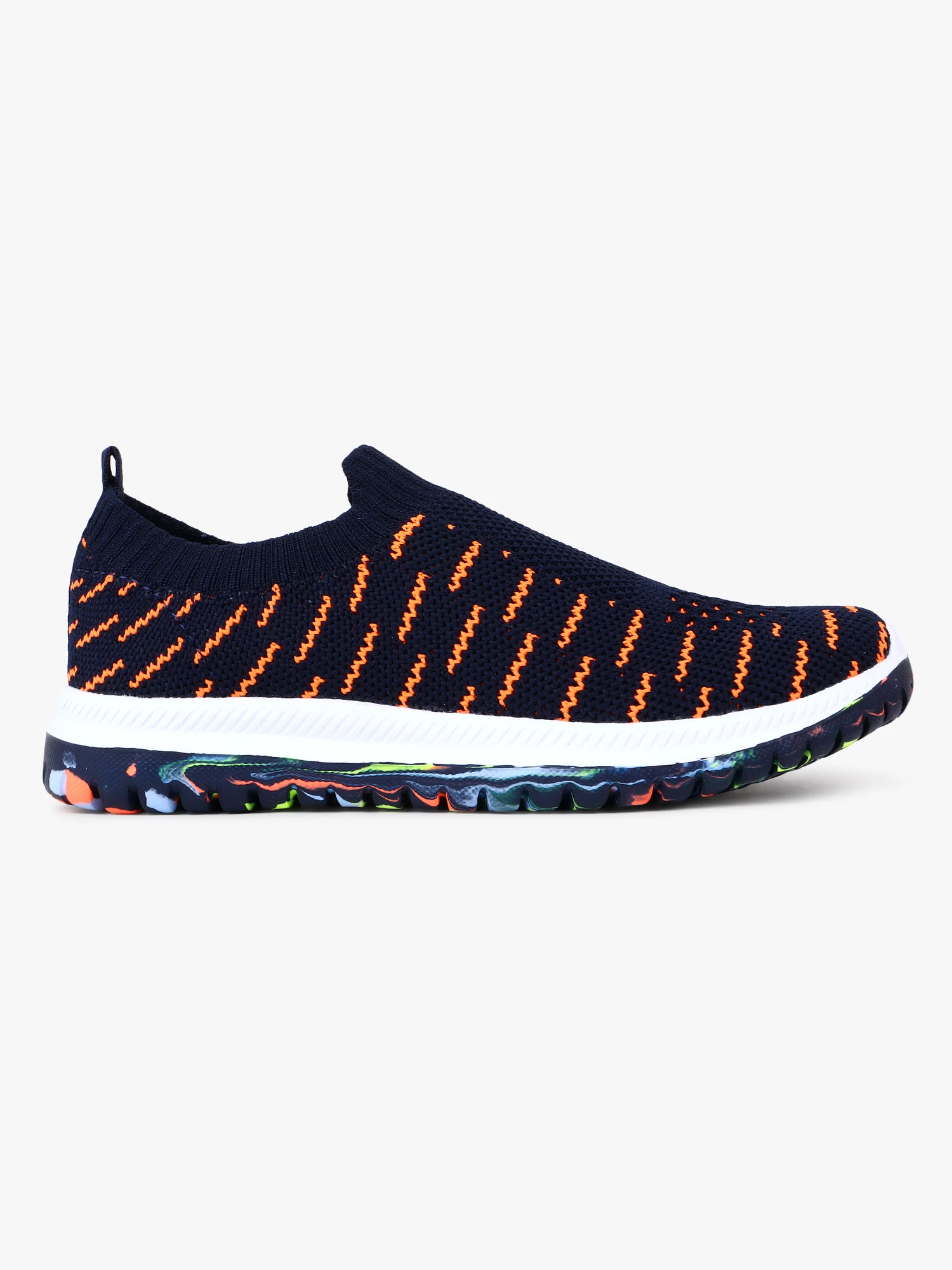 Kids Navy Blue Orange slip-on shoes Boys & Girls by Shiv Naresh