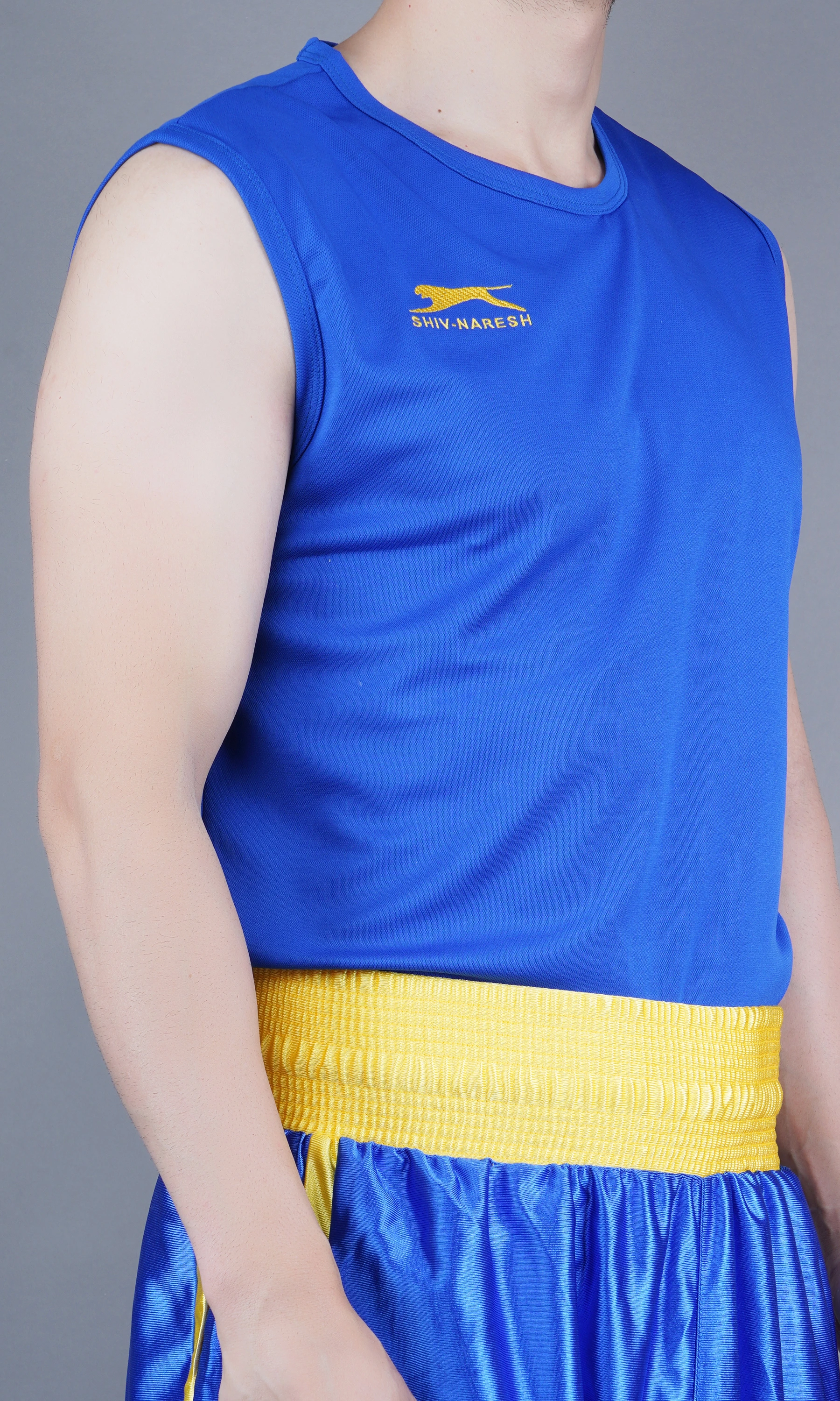 Unisex royal blue Wushu kit by Shiv Naresh