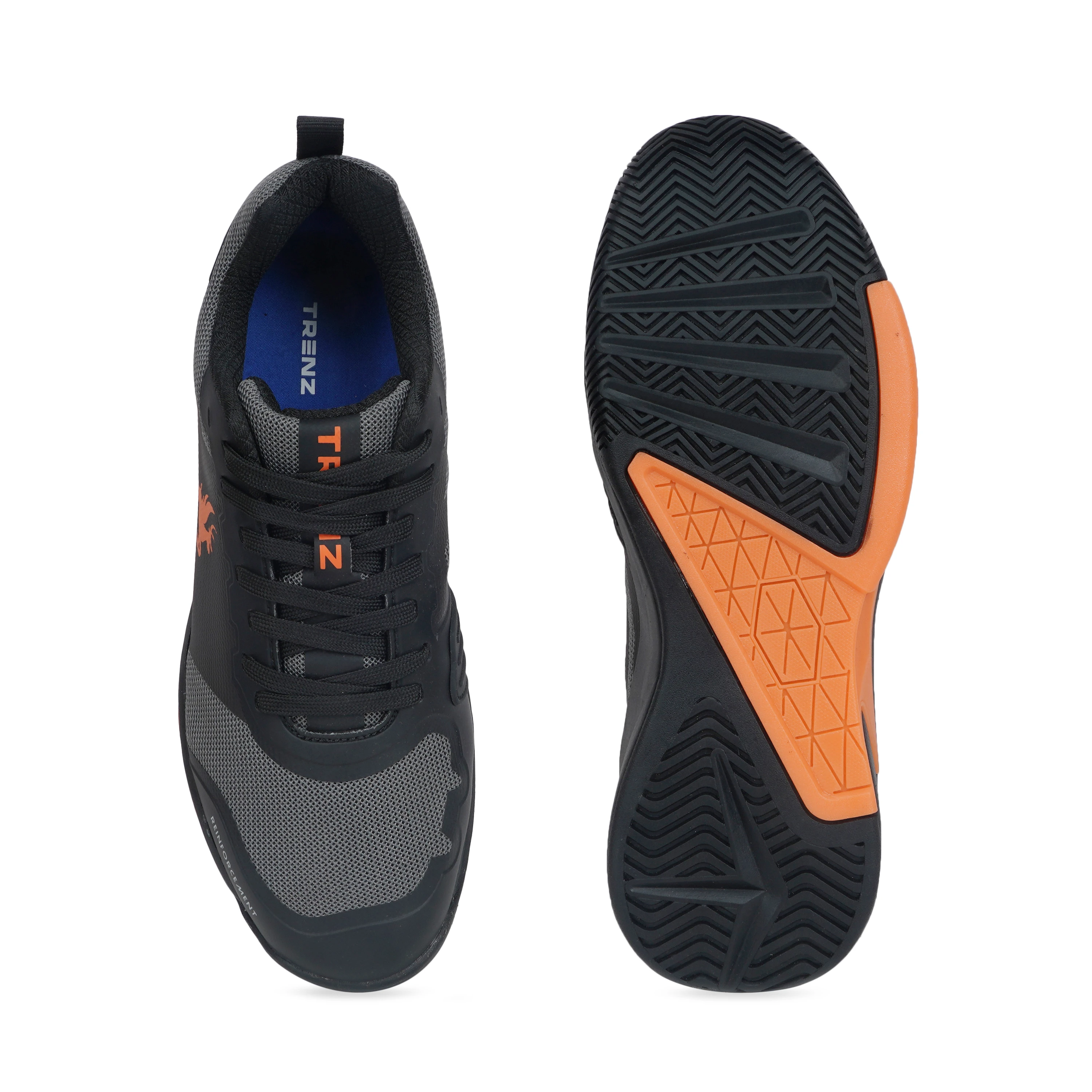 Black orange tennis badminton shoes for men