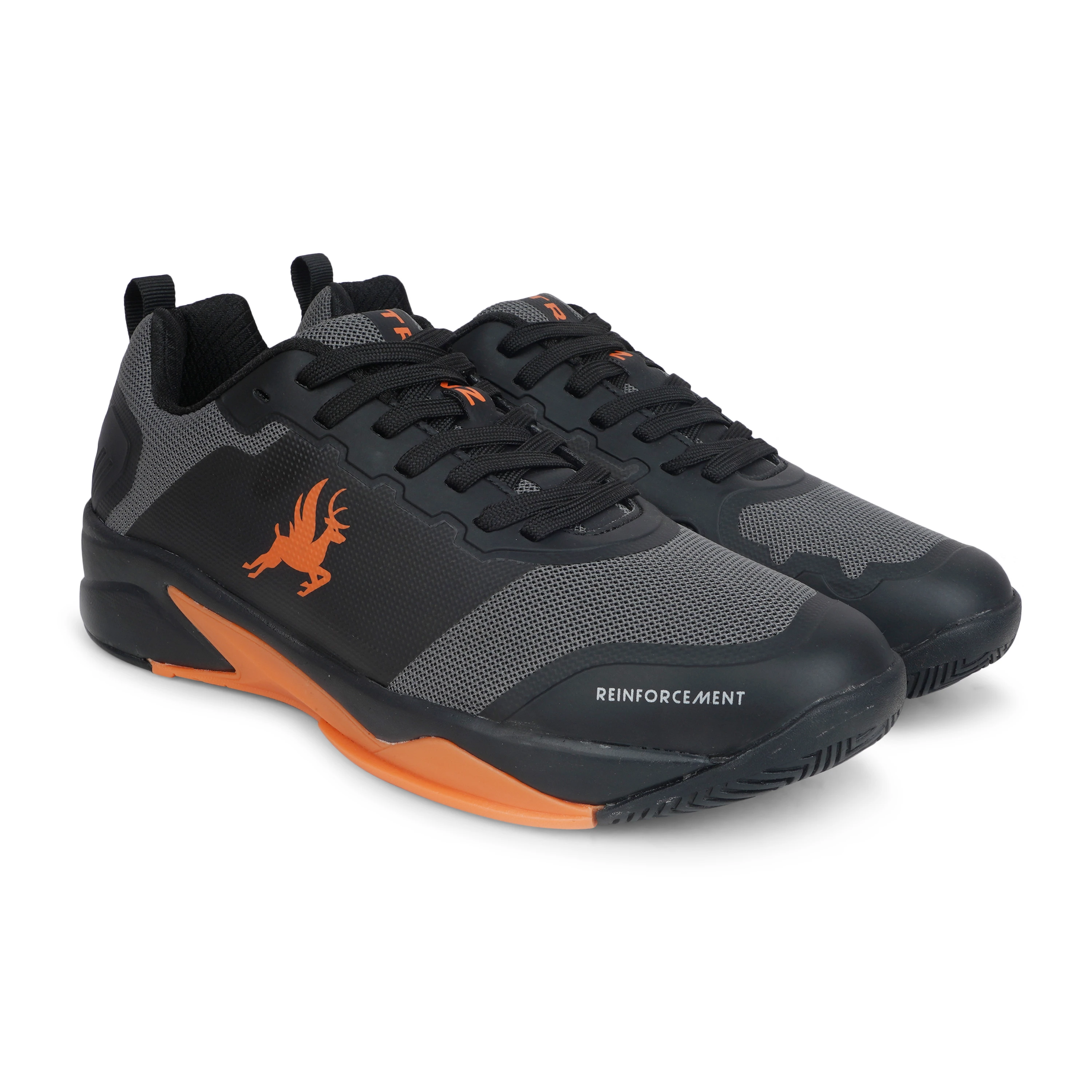 Black orange tennis badminton shoes for men