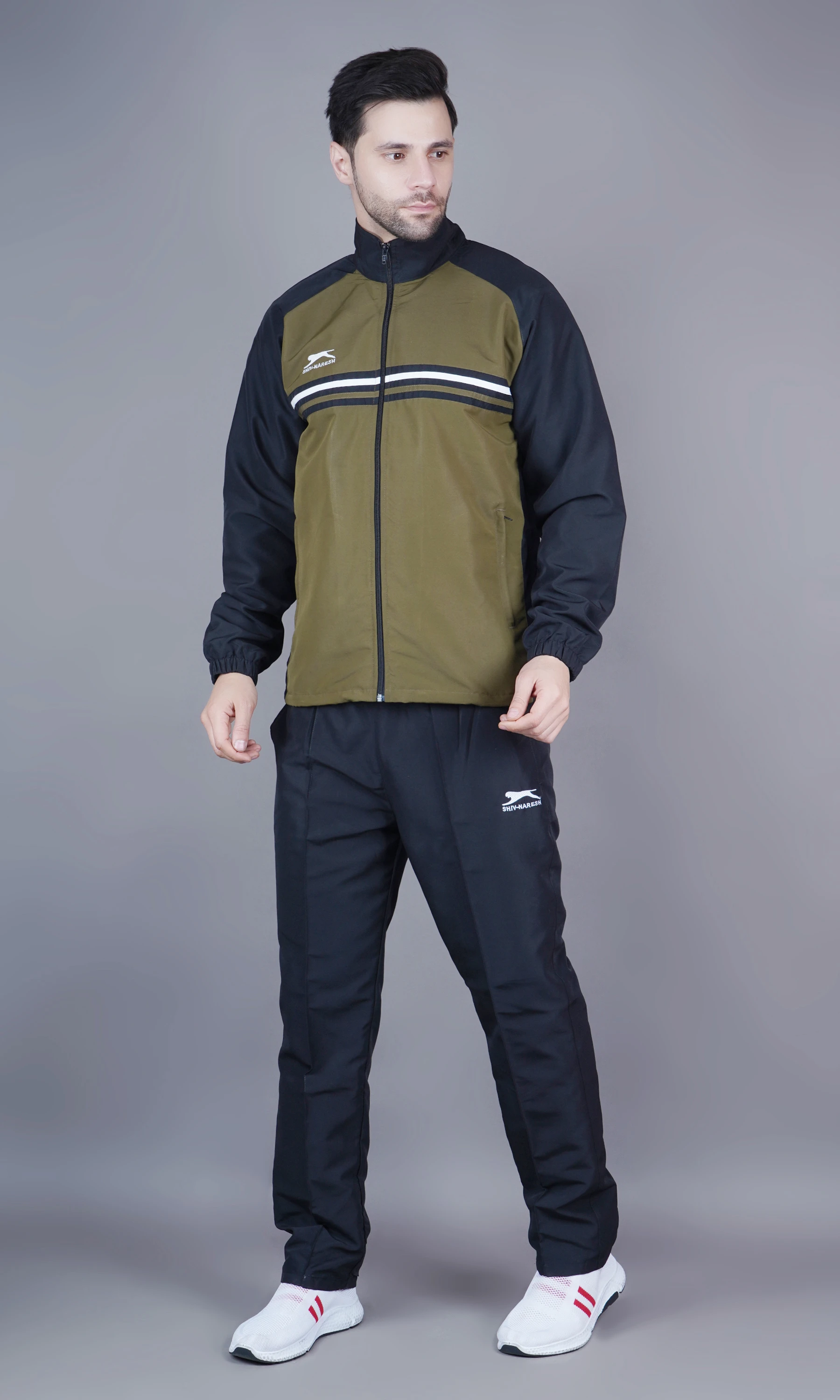 Shiv Naresh Active Track Suit for men Black Olive