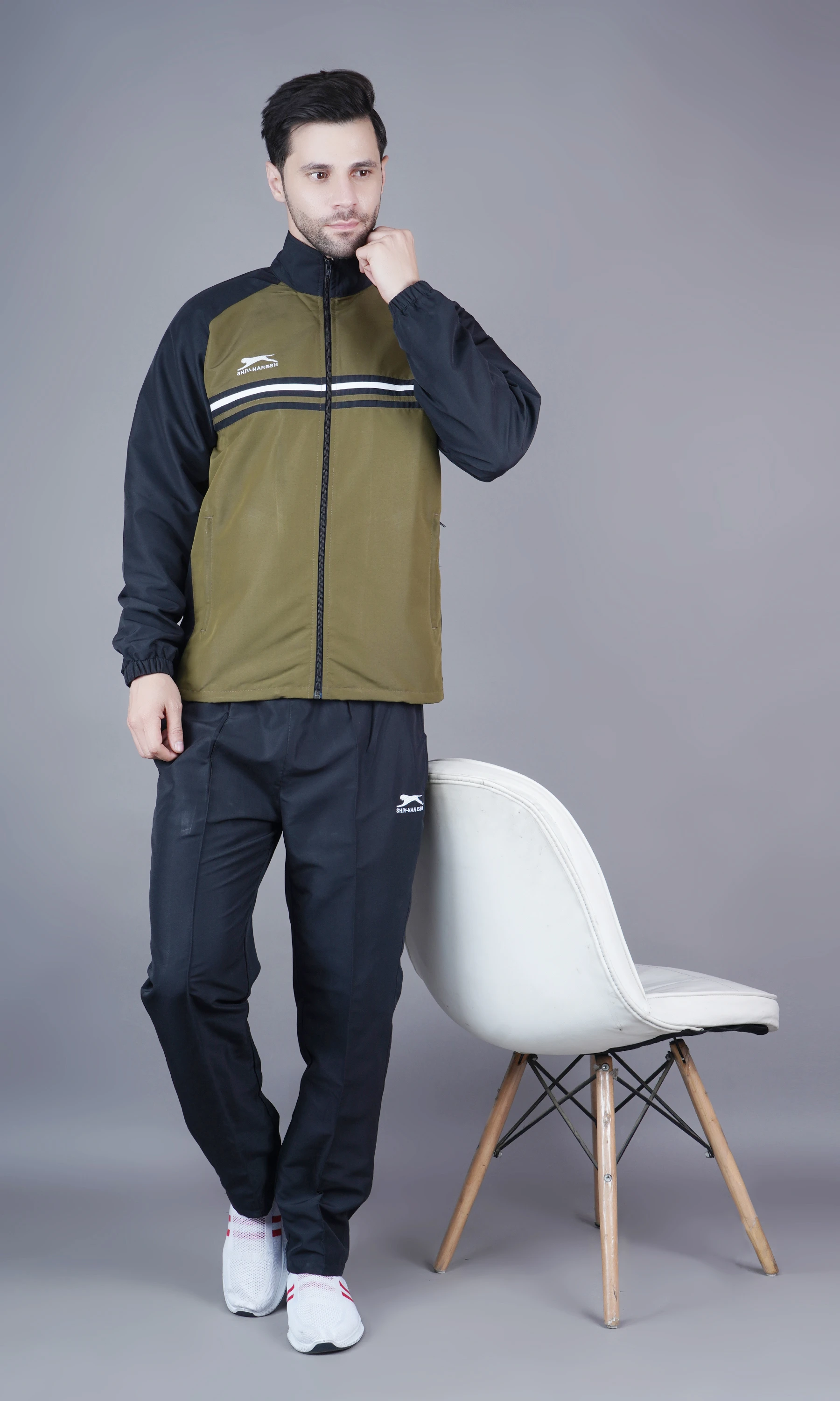 Shiv Naresh Active Track Suit for men Black Olive