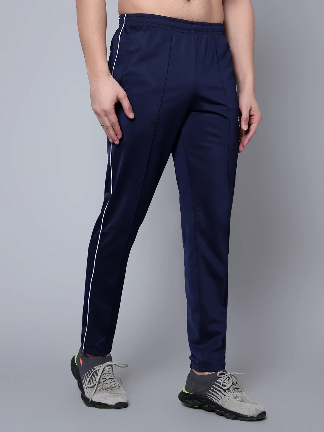 Navy Blue White Smart Track Pant for men Shiv Naresh