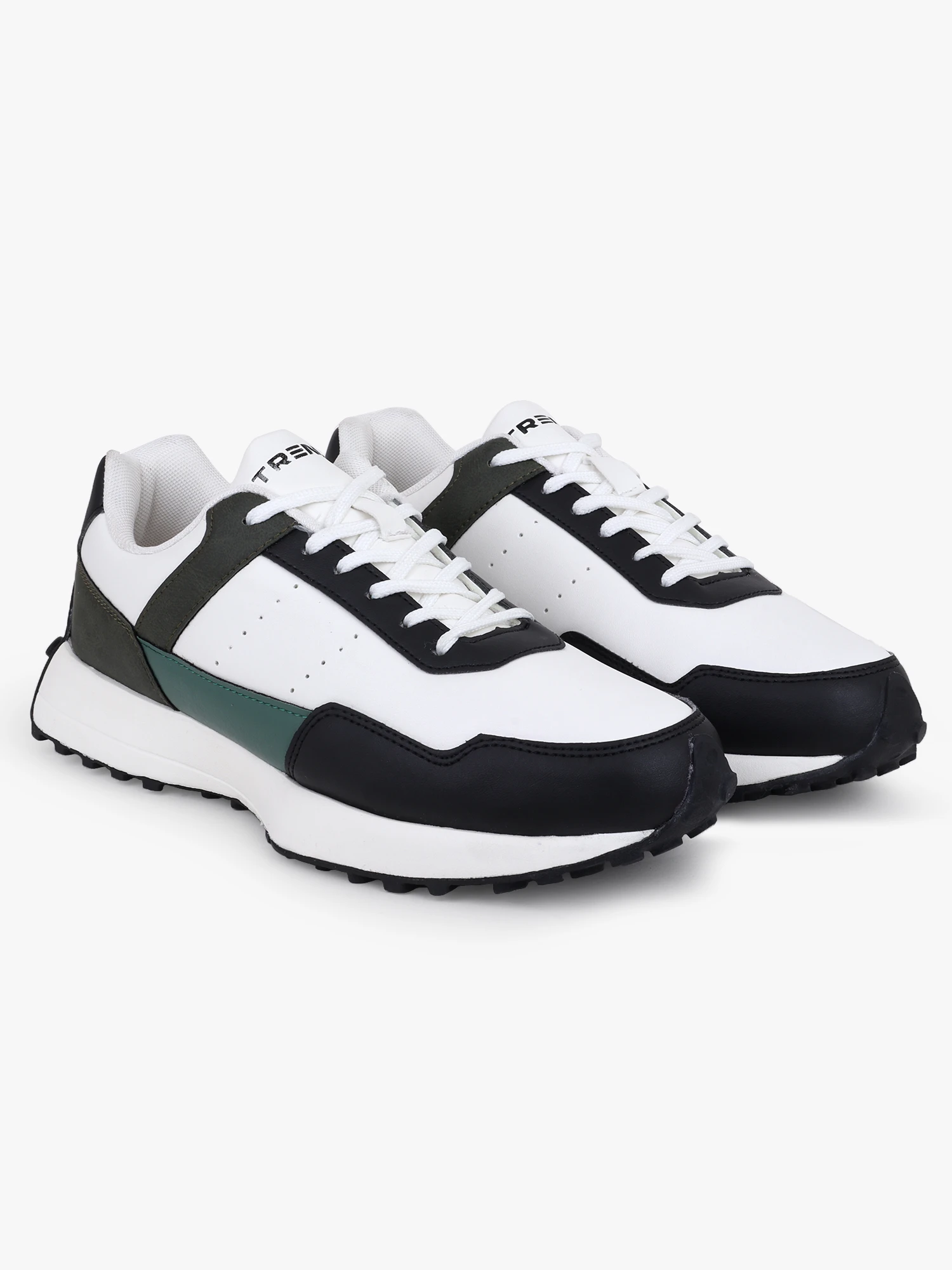 Shivnaresh Trenz men running sports shoes white olive