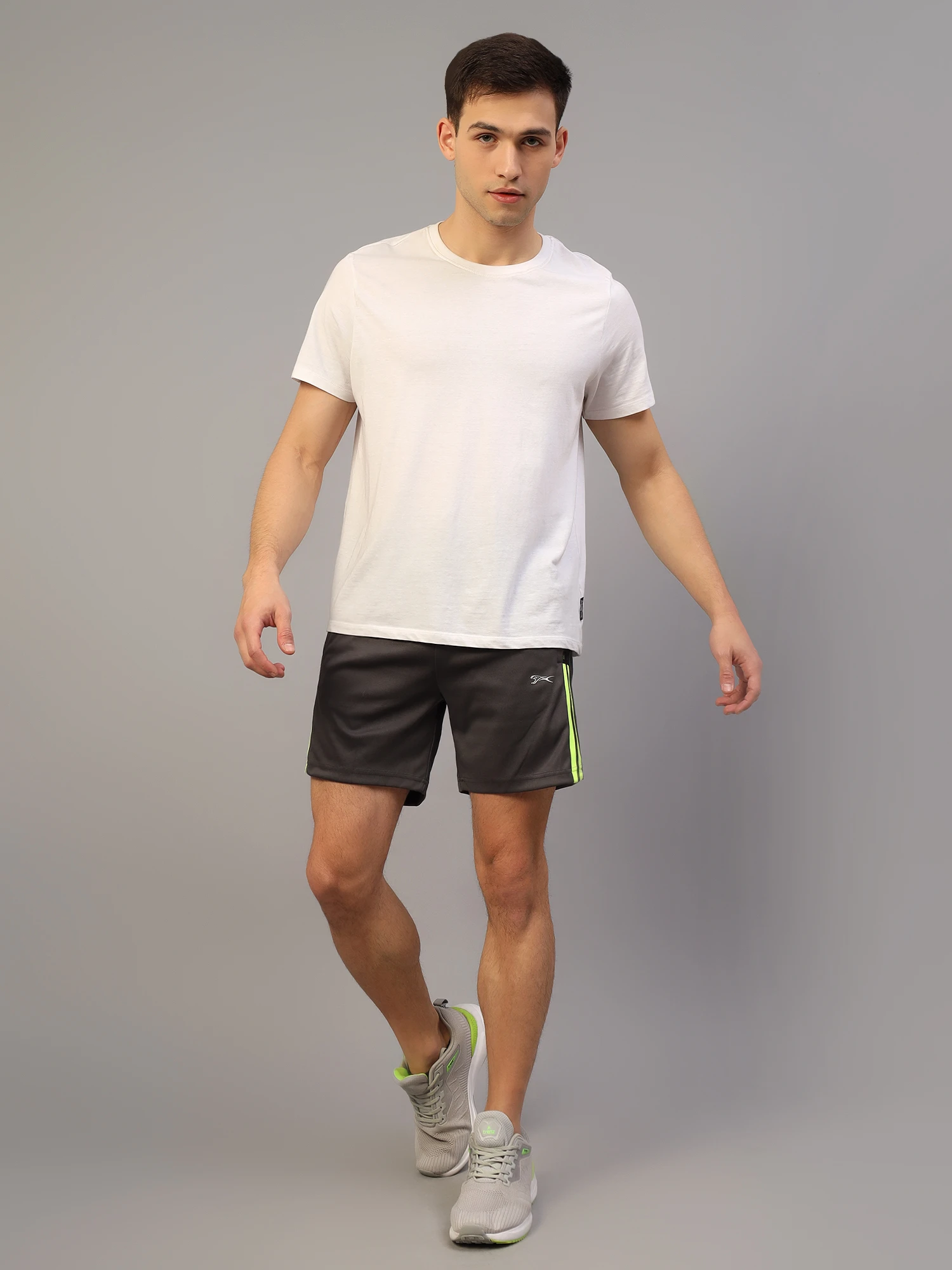 Grey Sports Shorts for Men by Shiv Naresh