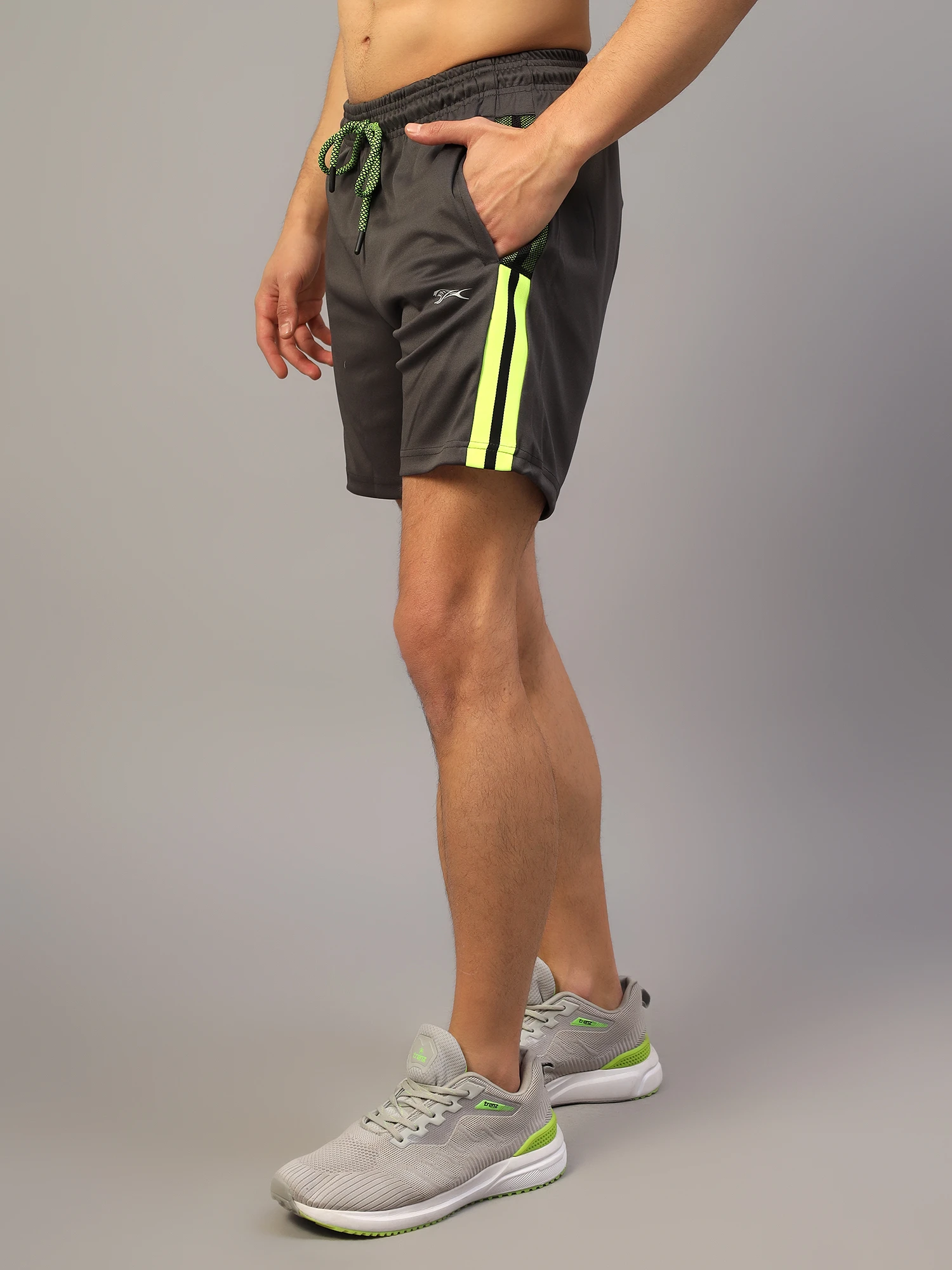 Grey Sports Shorts for Men by Shiv Naresh