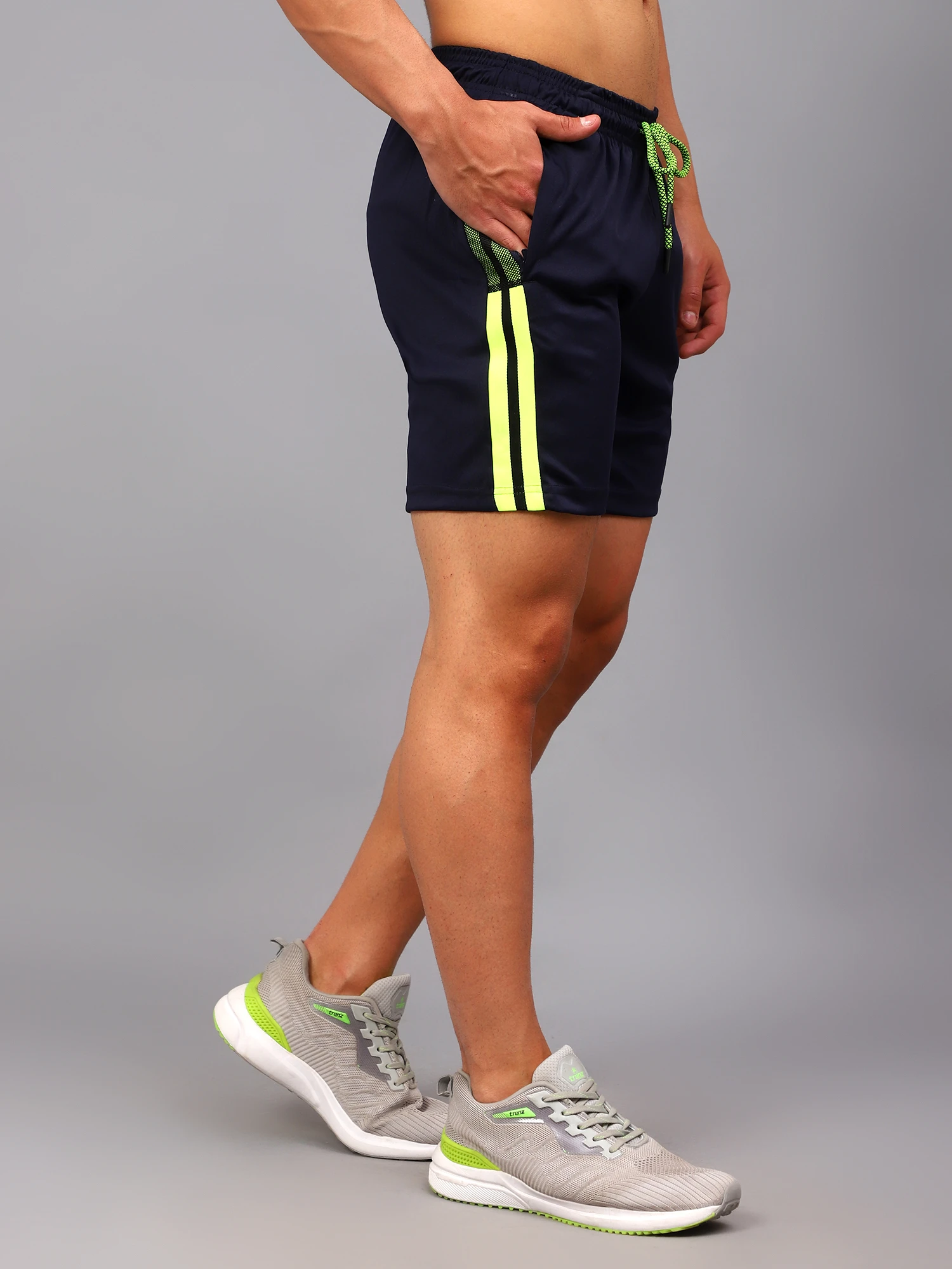 Navy Blue Sports Shorts for Men by Shiv Naresh