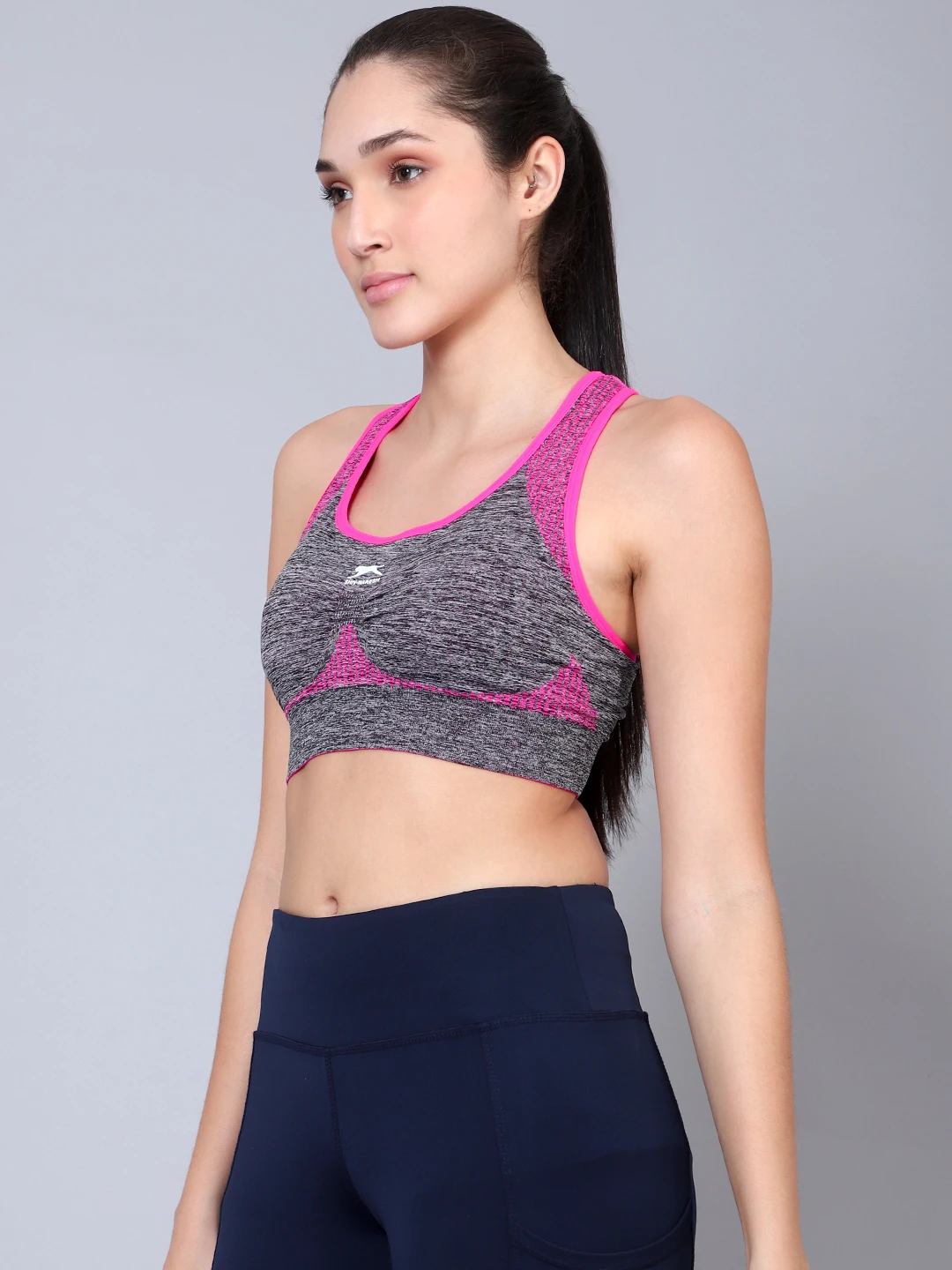 Pink high impact gym sports bra for women