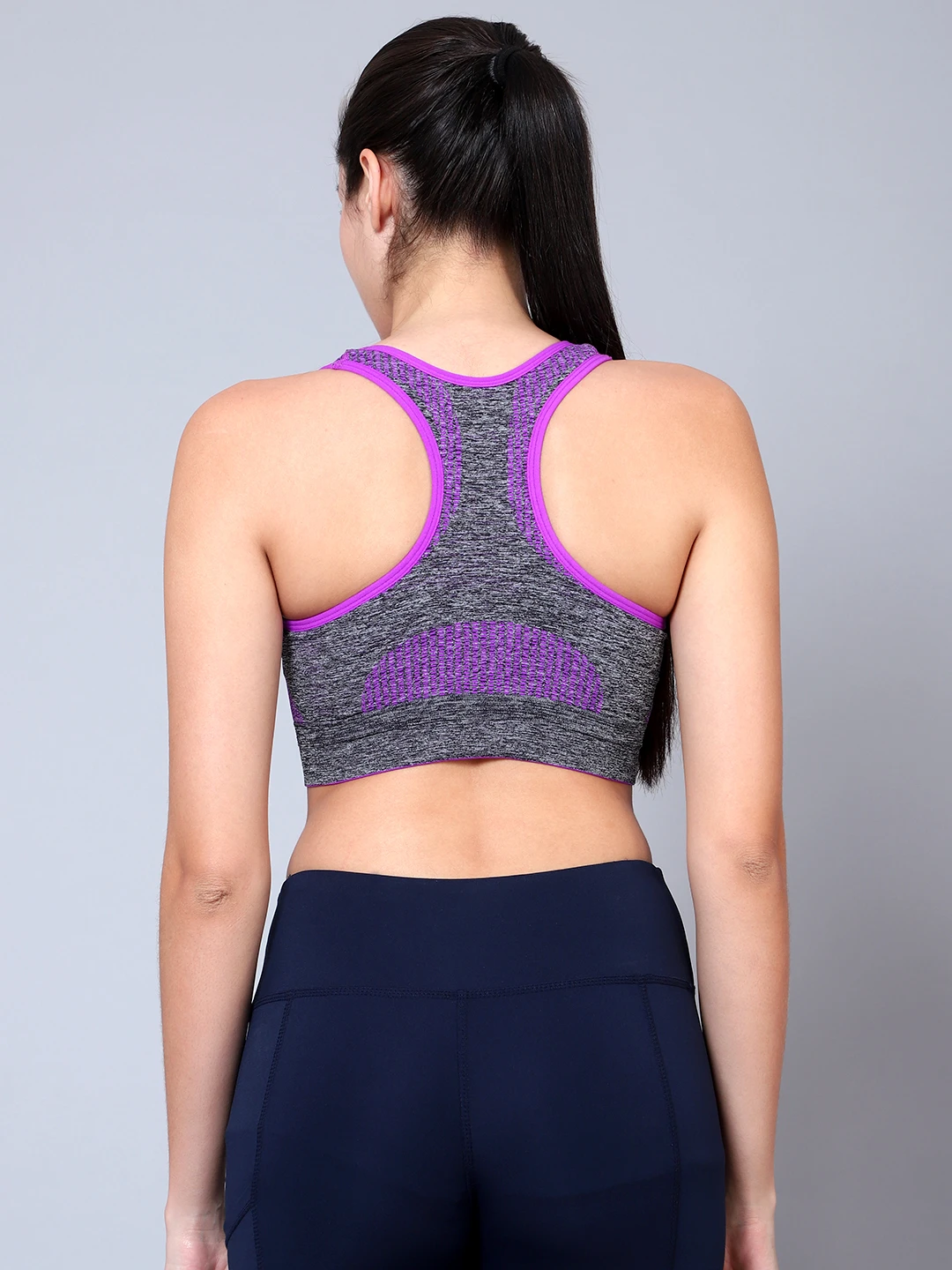 Purple high impact gym sports bra for women