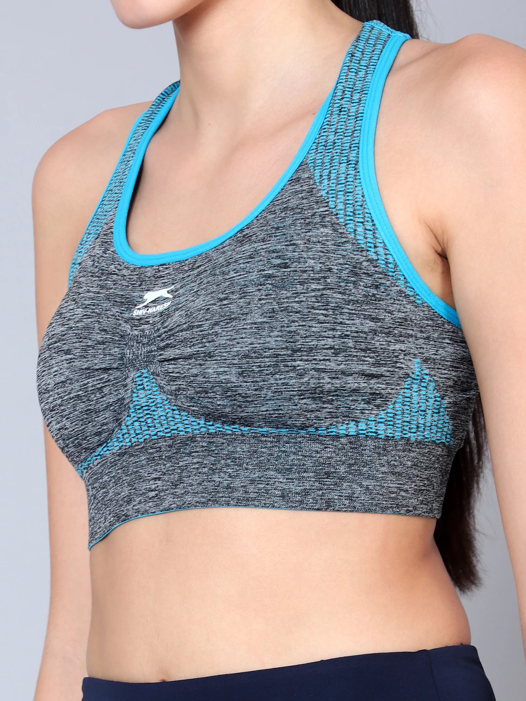 Cyan Blue high impact gym sports bra for women