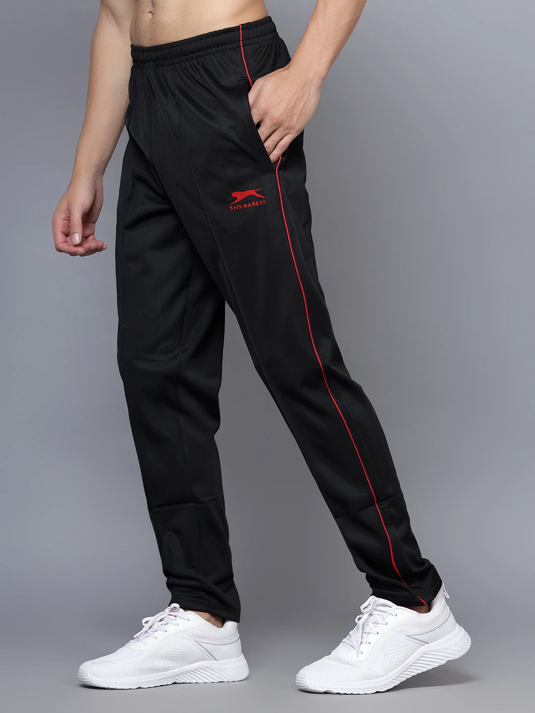 Black Red Smart Track Pant for men Shiv Naresh