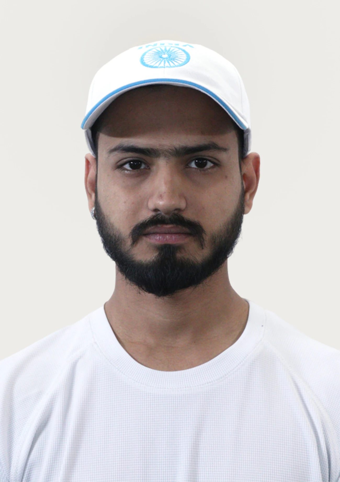 White & Cyan Blue Cricket Sports Cap for Men