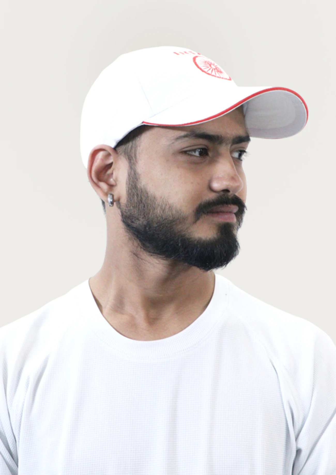 White & Red Cricket Sports Cap for Men