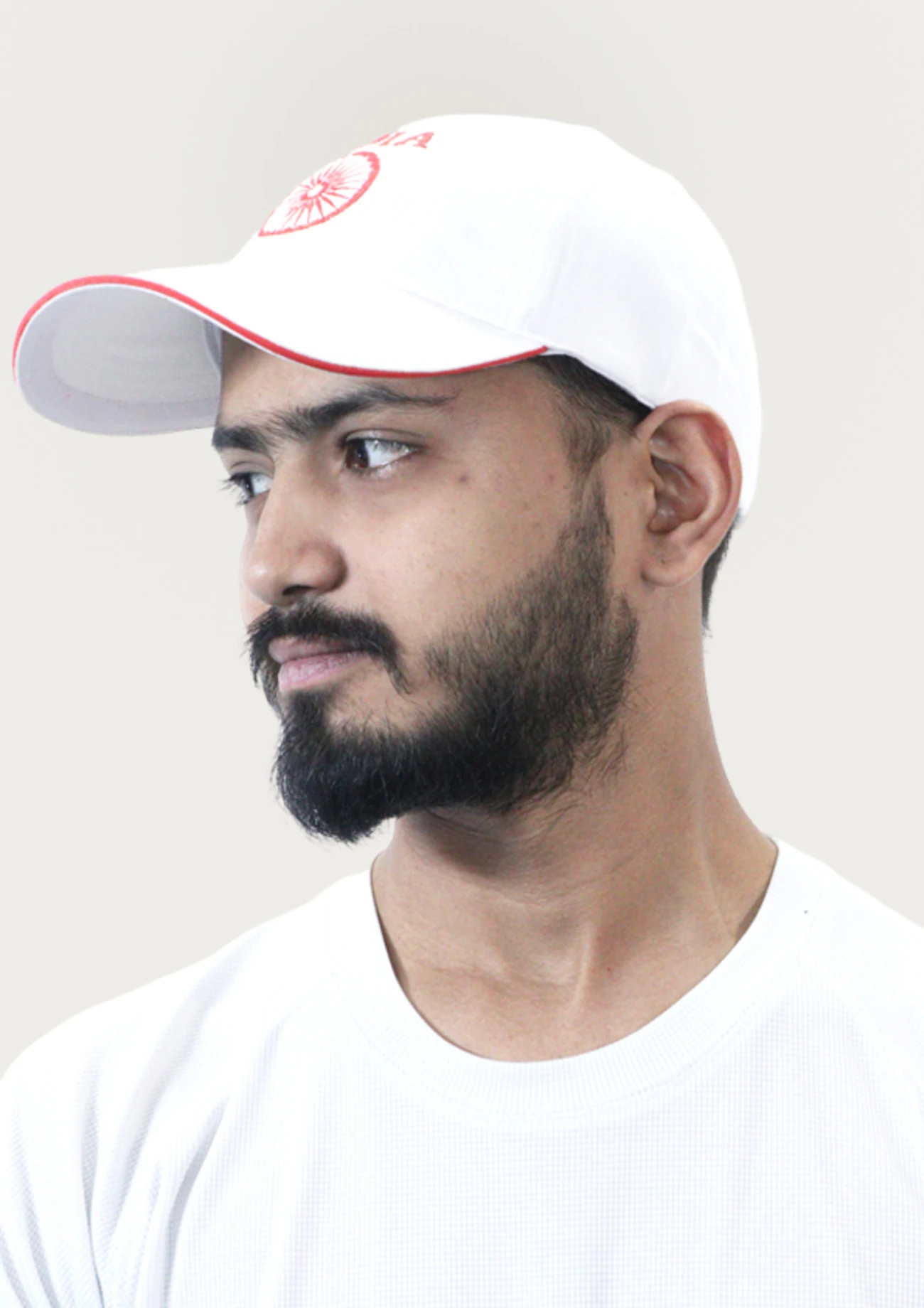 White & Red Cricket Sports Cap for Men