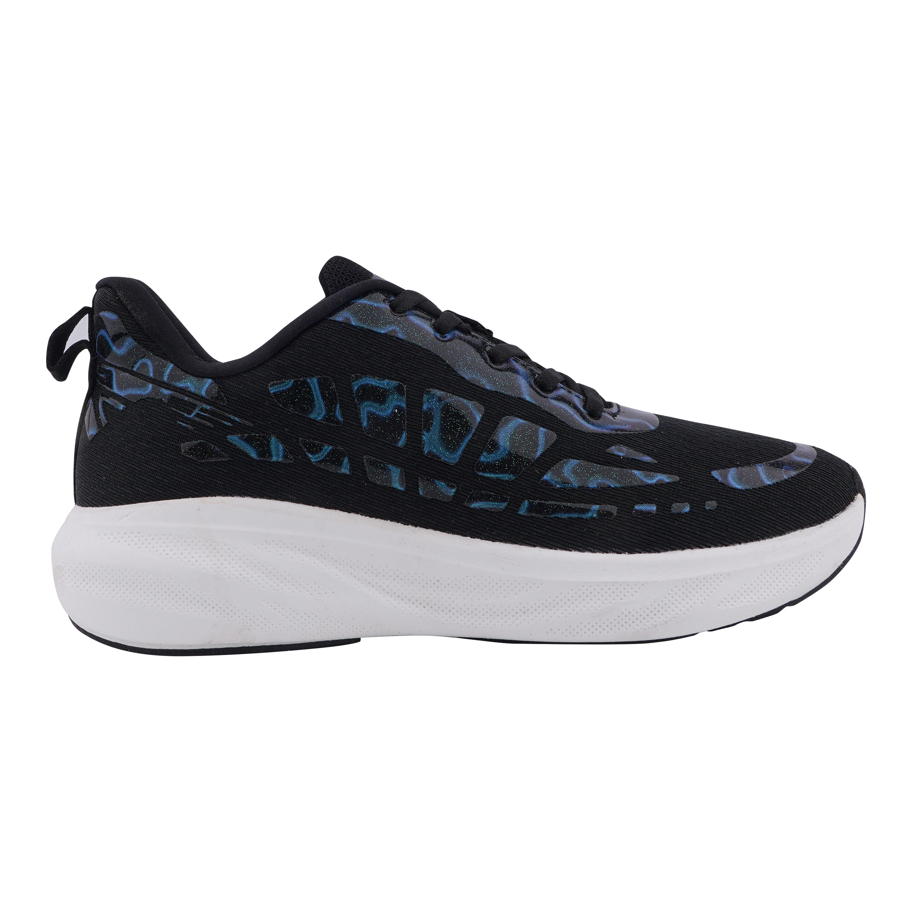 Men's Black Blue Lace-Up Sports Shoes