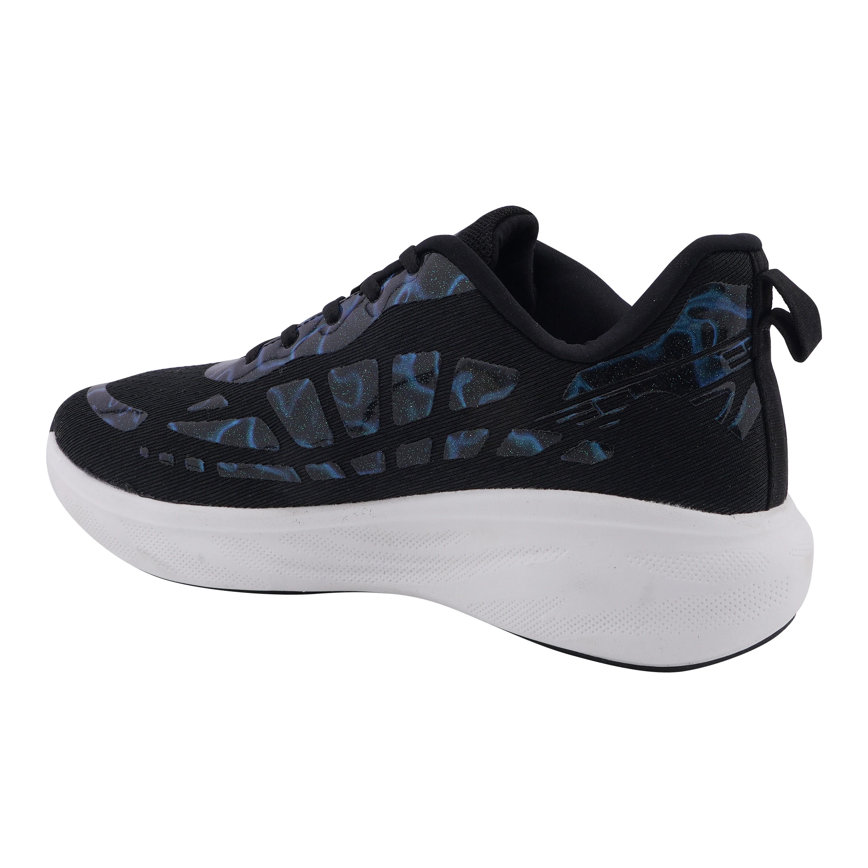 Men's Black Blue Lace-Up Sports Shoes