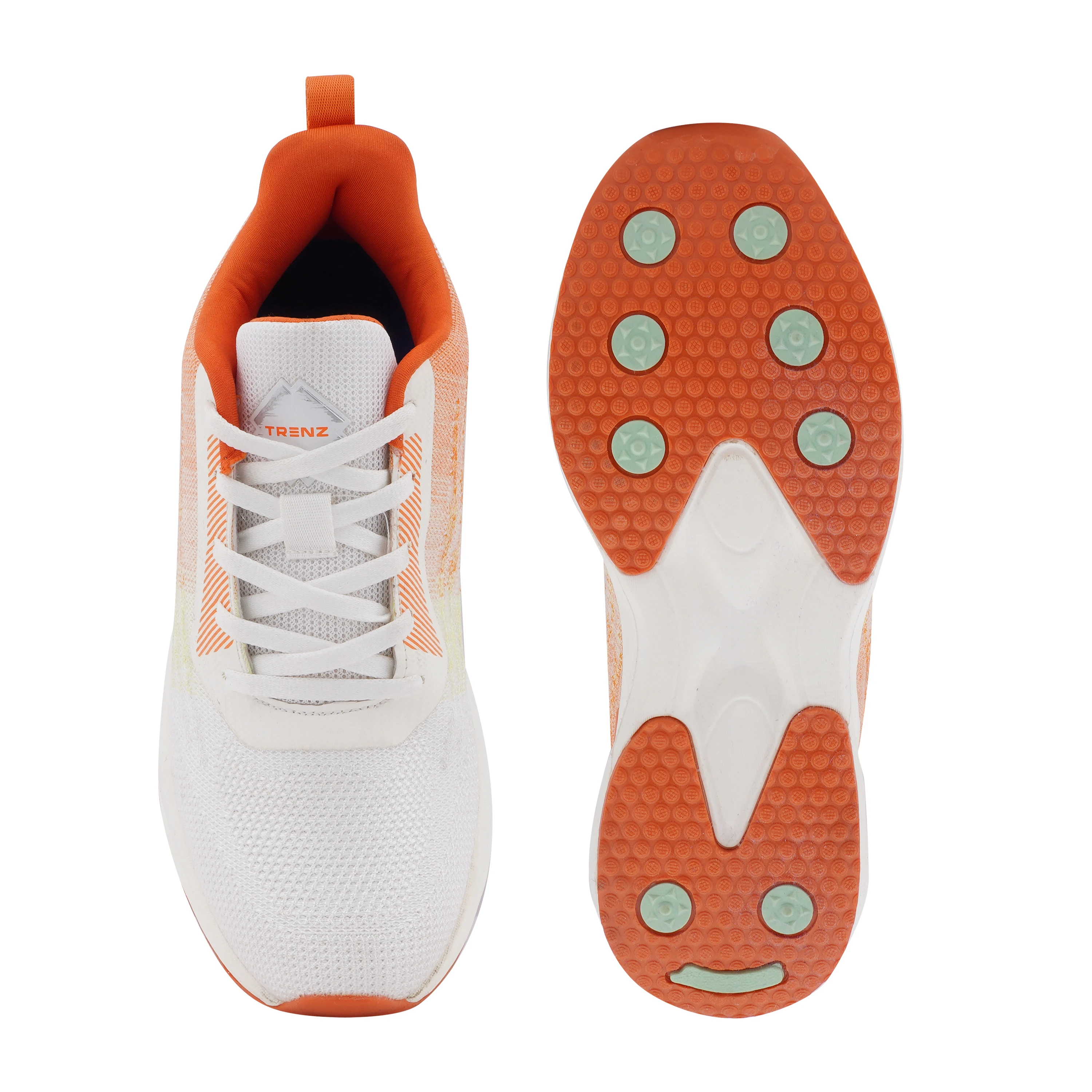 Women’s white and orange lace-up sports shoes