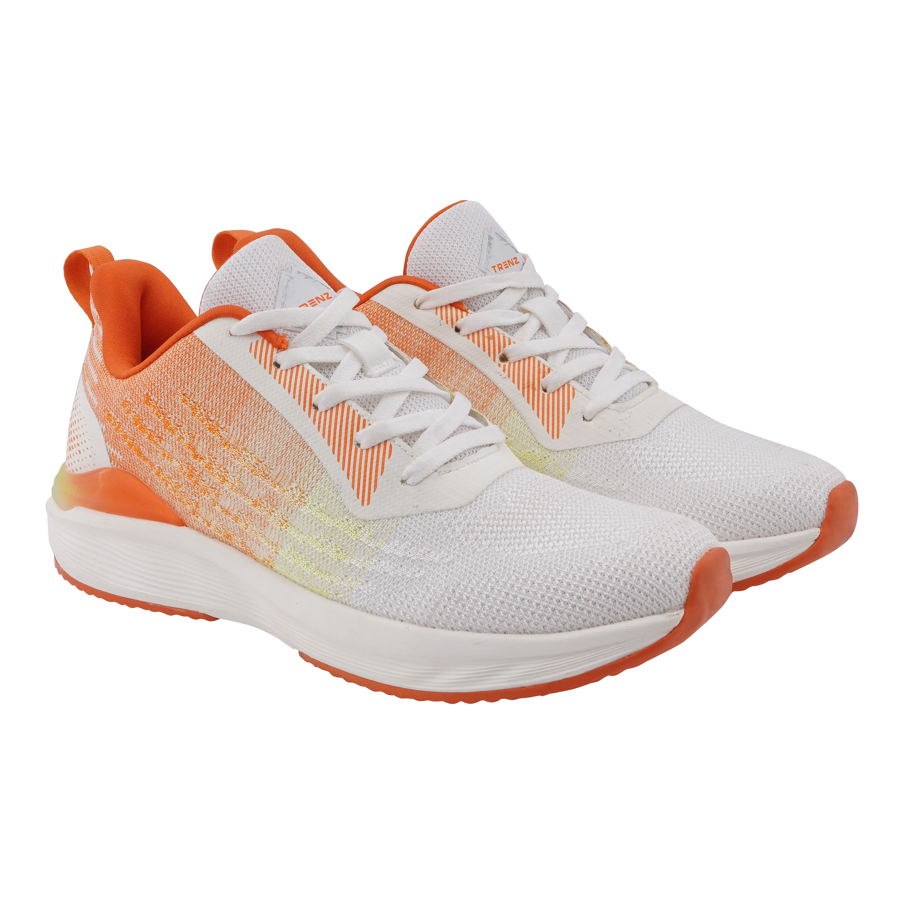 Women’s white and orange lace-up sports shoes