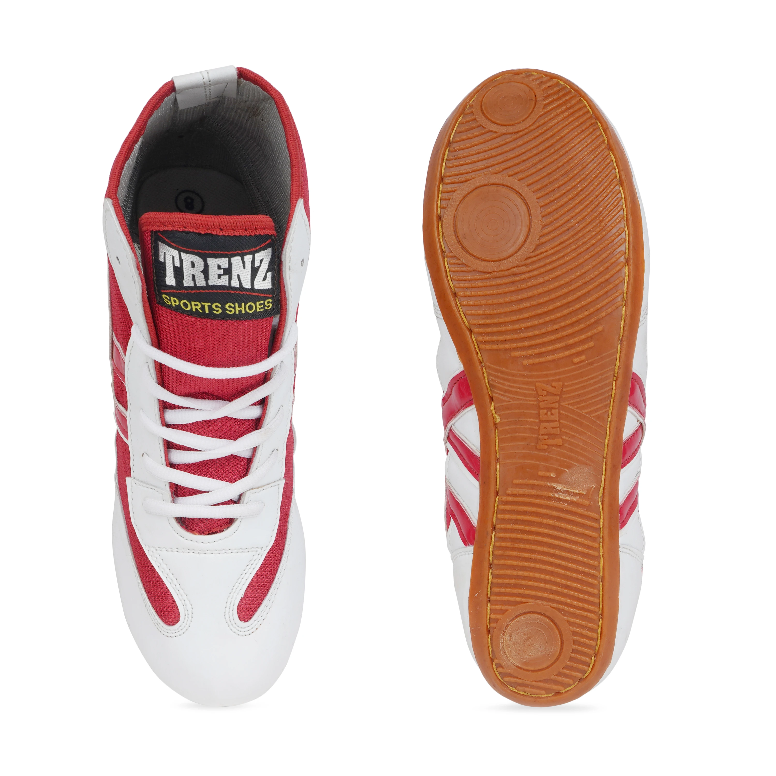 Red and white wrestling shoes for men