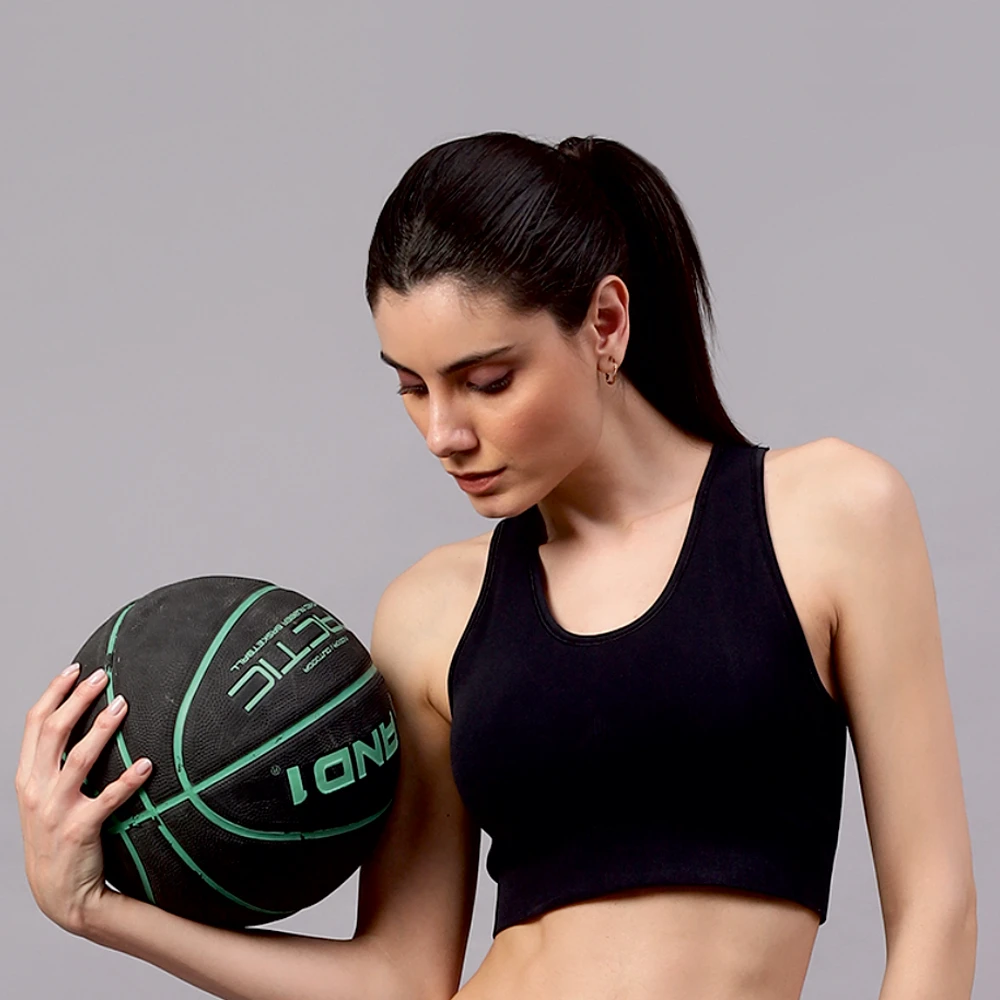 Black high impact seamless gym sports bra for women