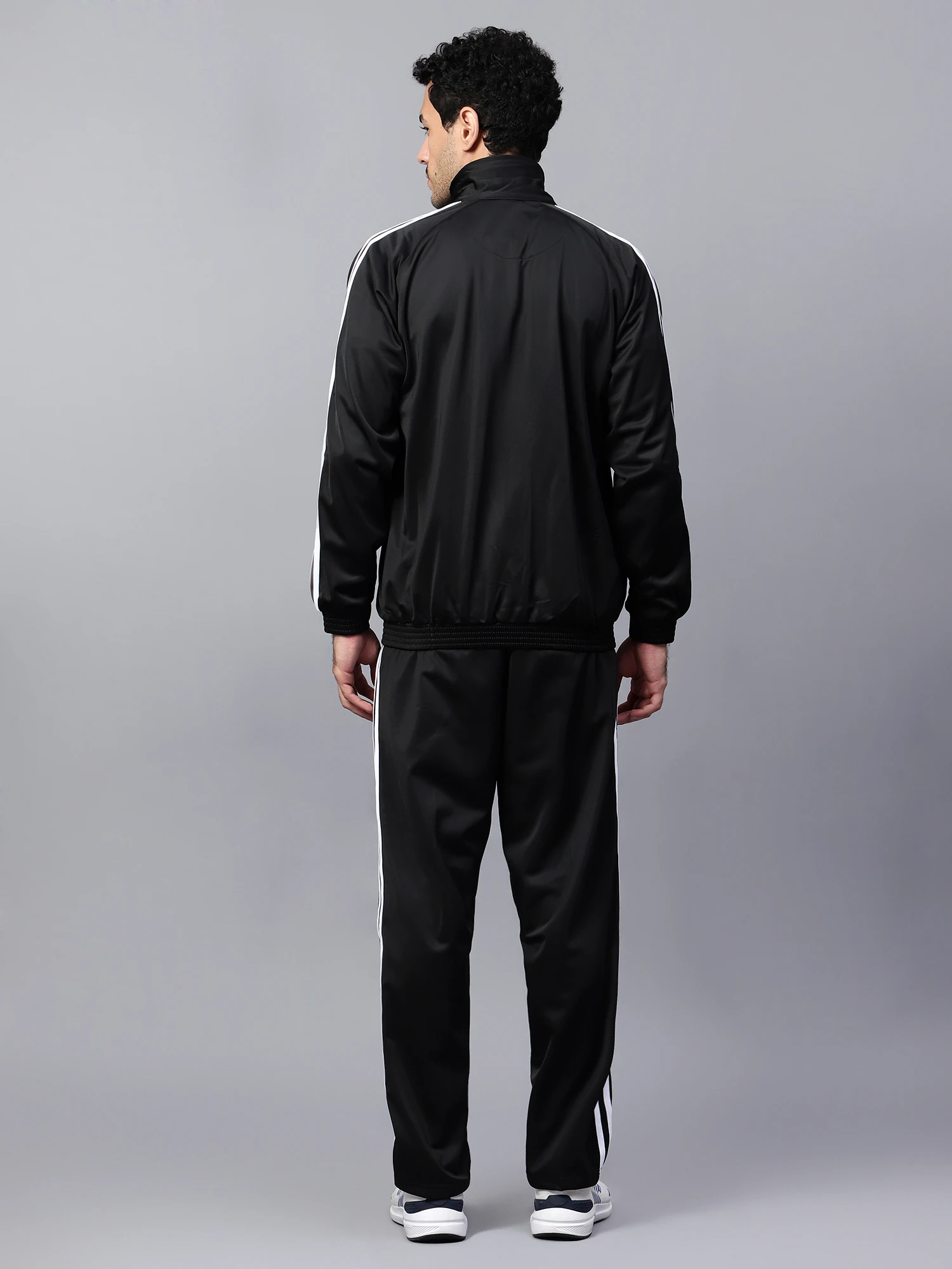 Men's black & white Racer Trenz Poly tracksuit