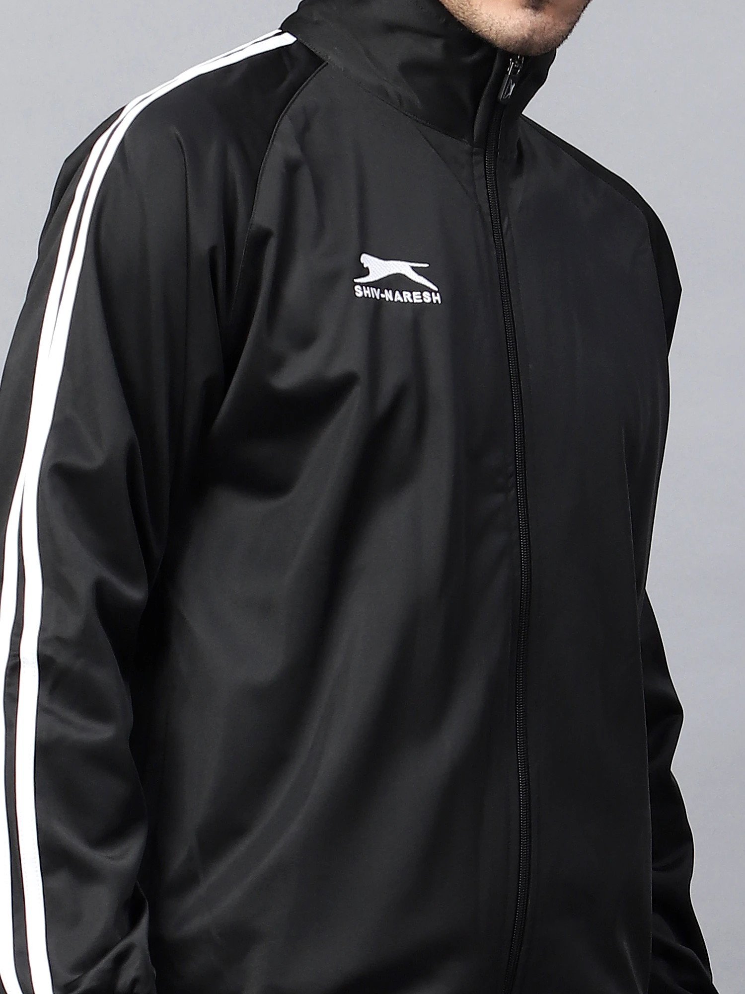 Men's black & white Racer Trenz Poly tracksuit