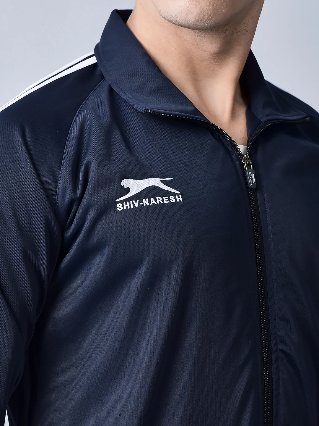 Men's navy blue and white Racer Trenz Poly tracksuit