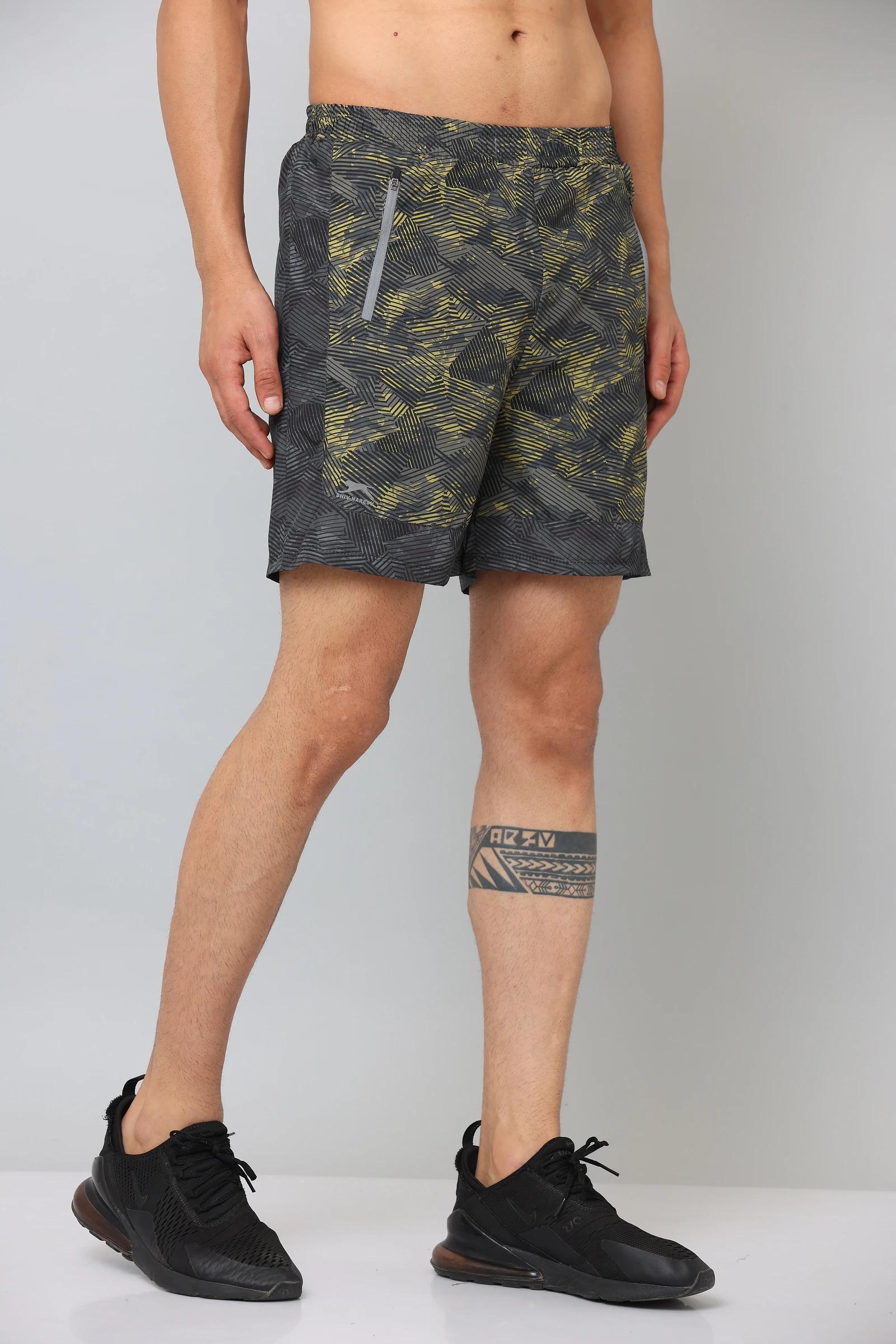 Shiv Naresh Black Yellow Venture Shorts for men