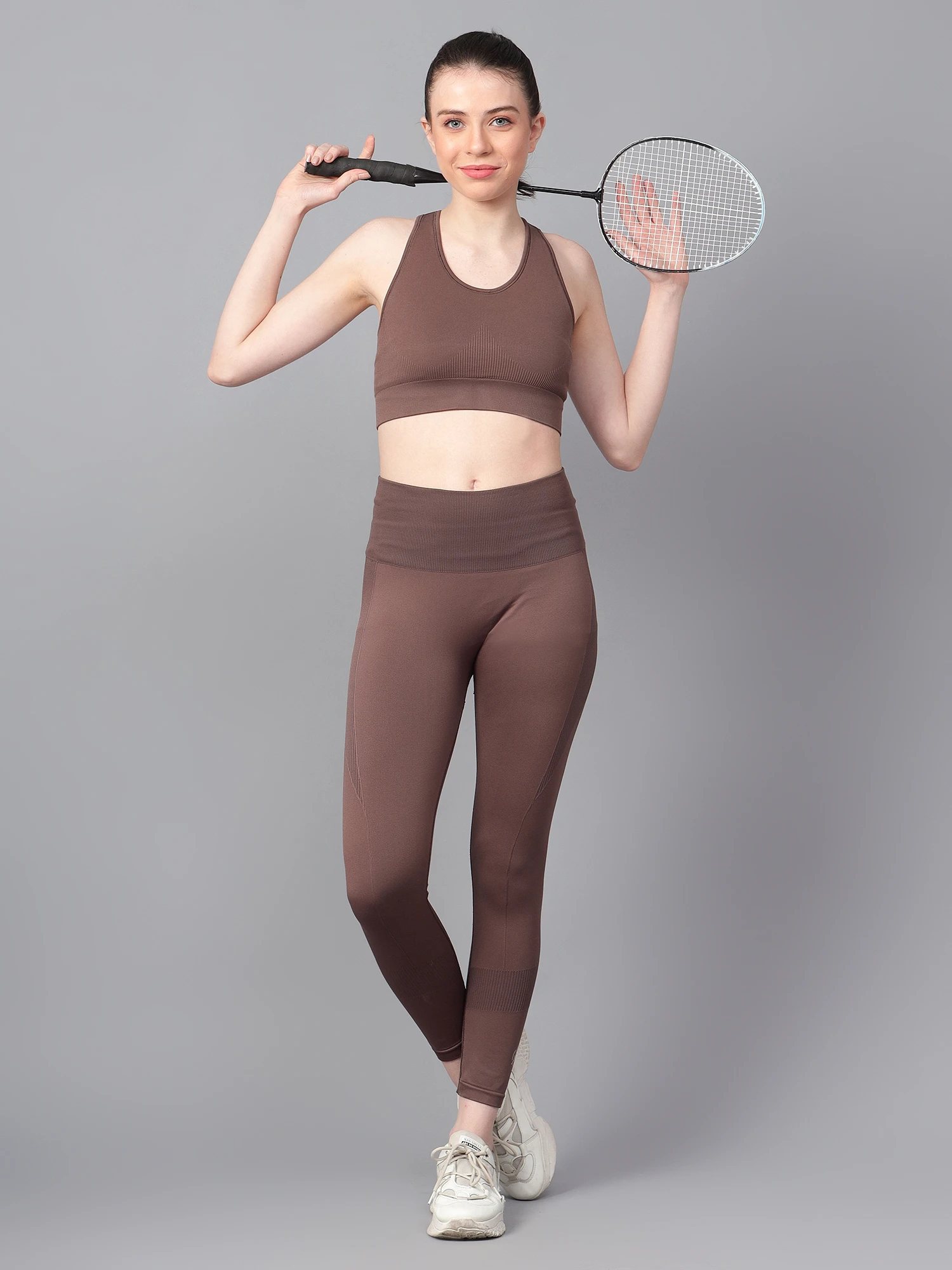 Co-ord Women’s Seamless Gym Workout Set Brown