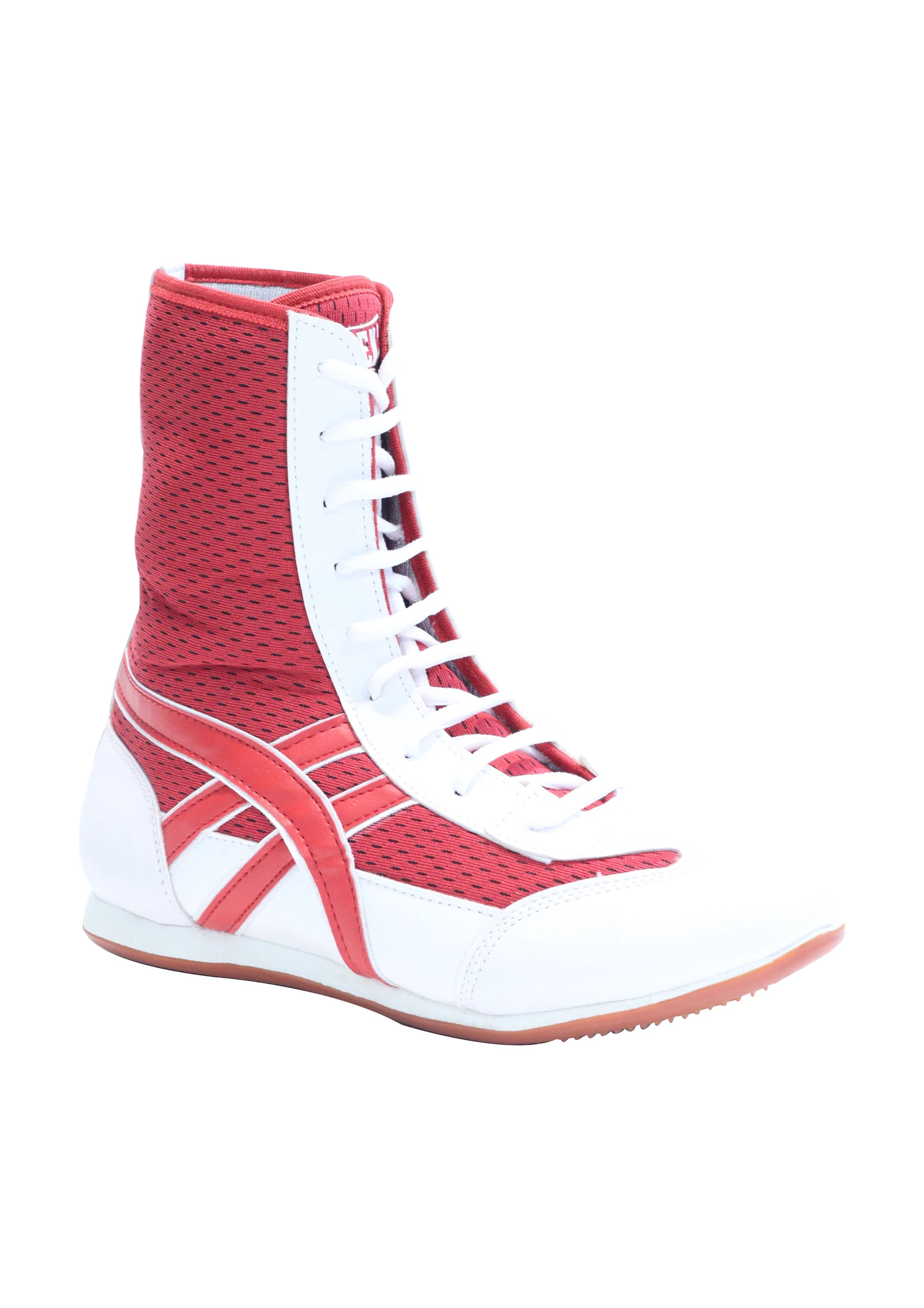Red and white boxing shoes for men
