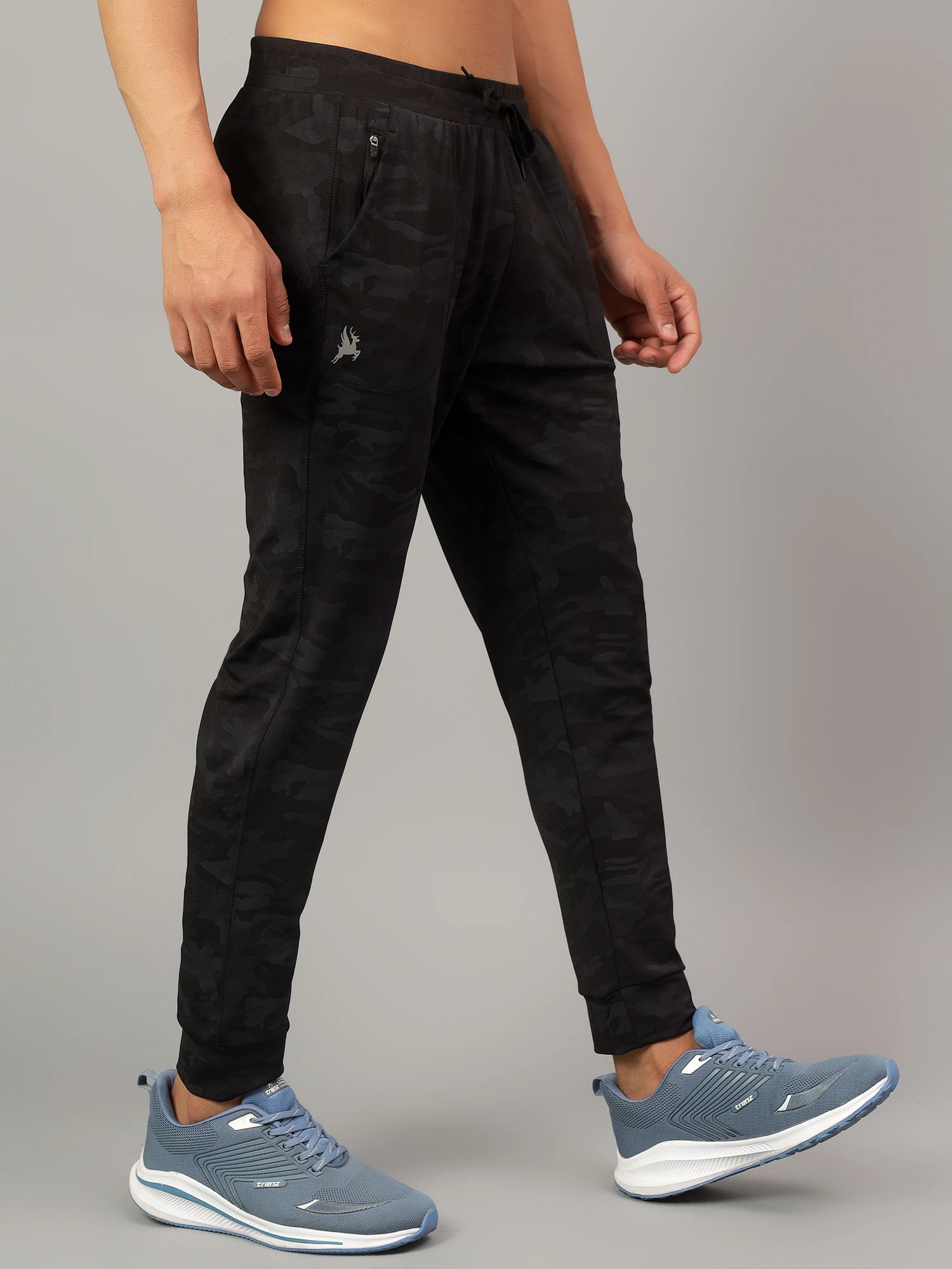 Black camouflage joggers for men