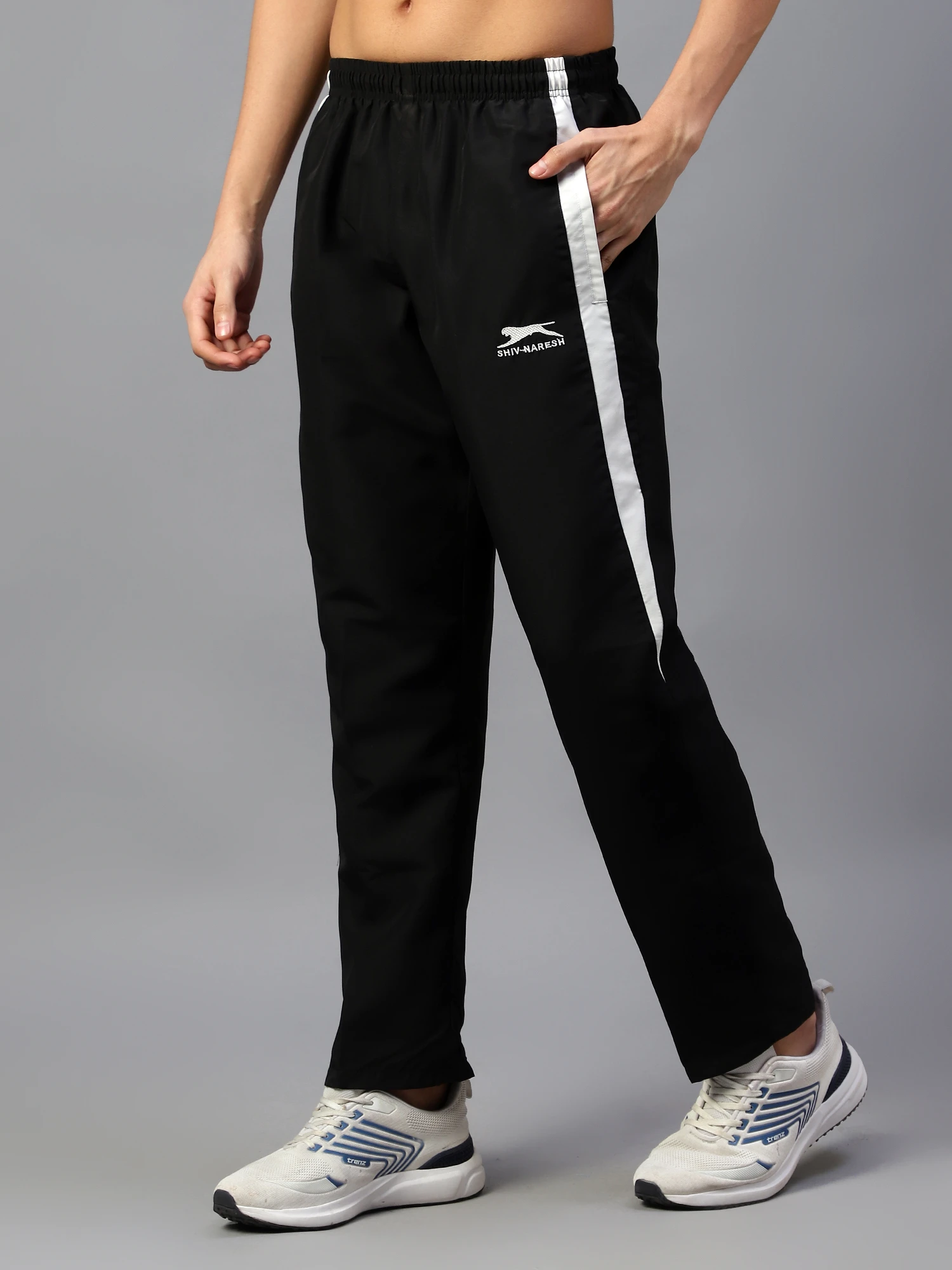 Navy Blue White Active Trackpant for Men Shiv Naresh