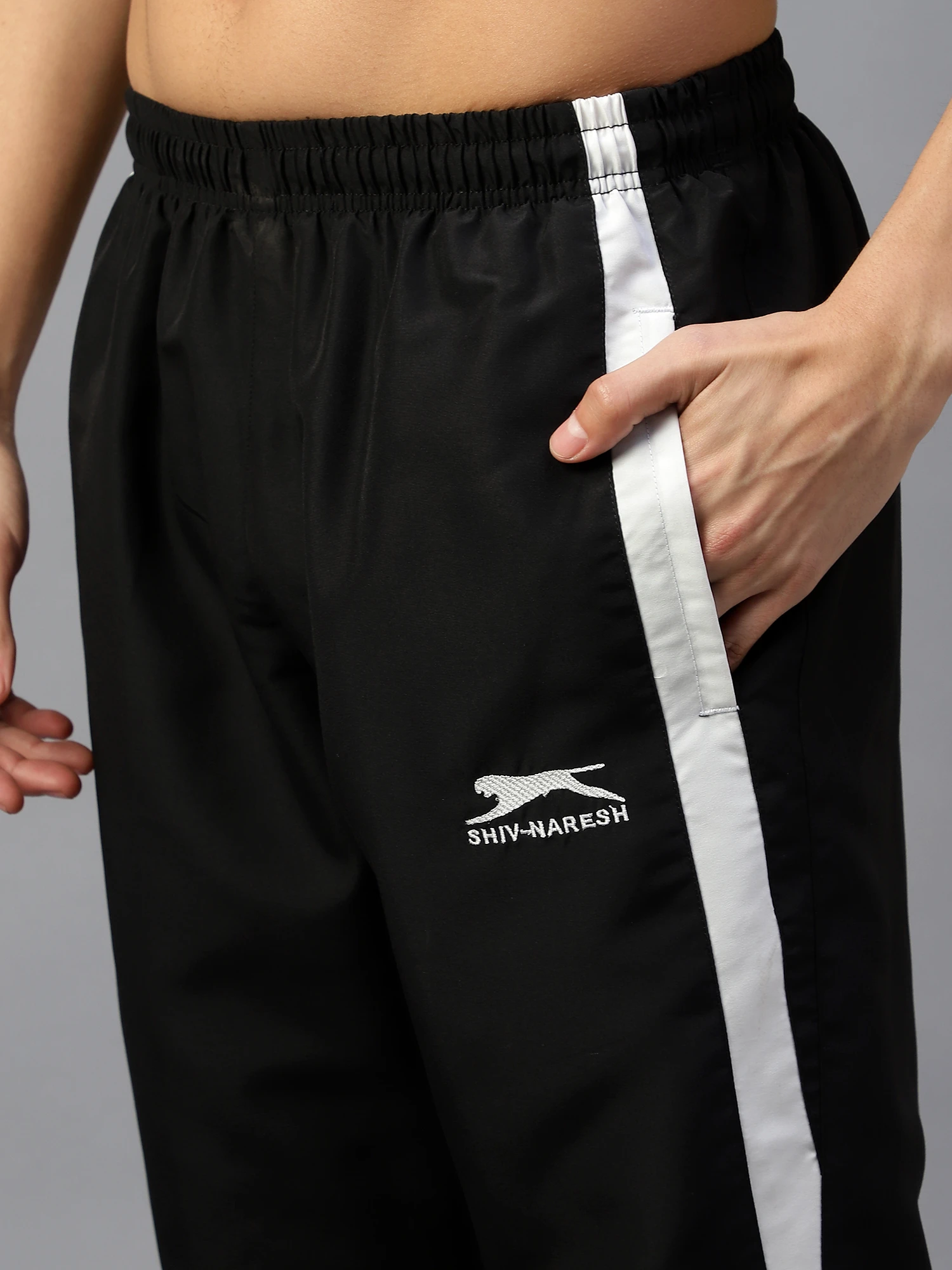 Navy Blue White Active Trackpant for Men Shiv Naresh