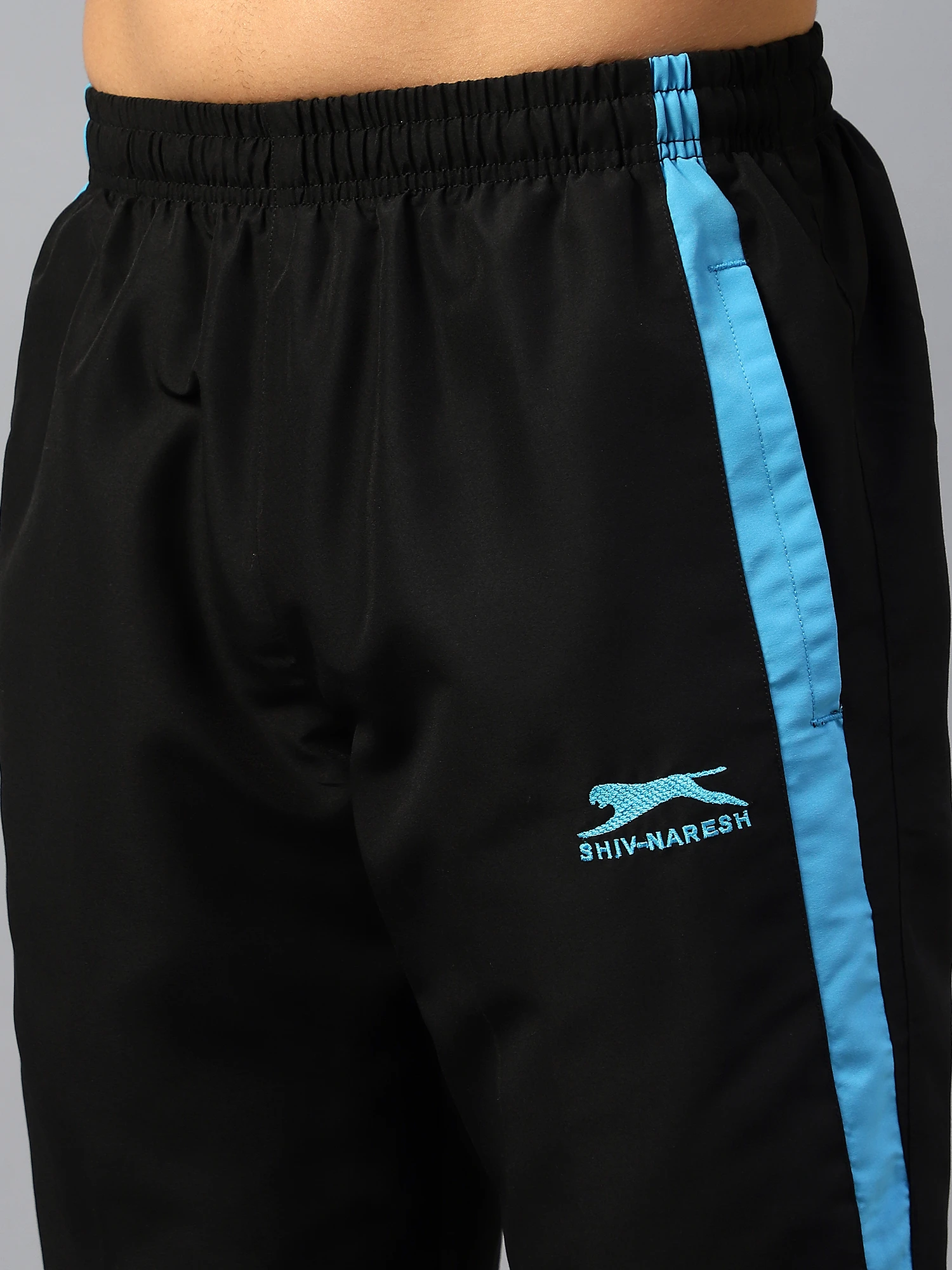 Black Cyan Active Trackpant for Men Shiv Naresh